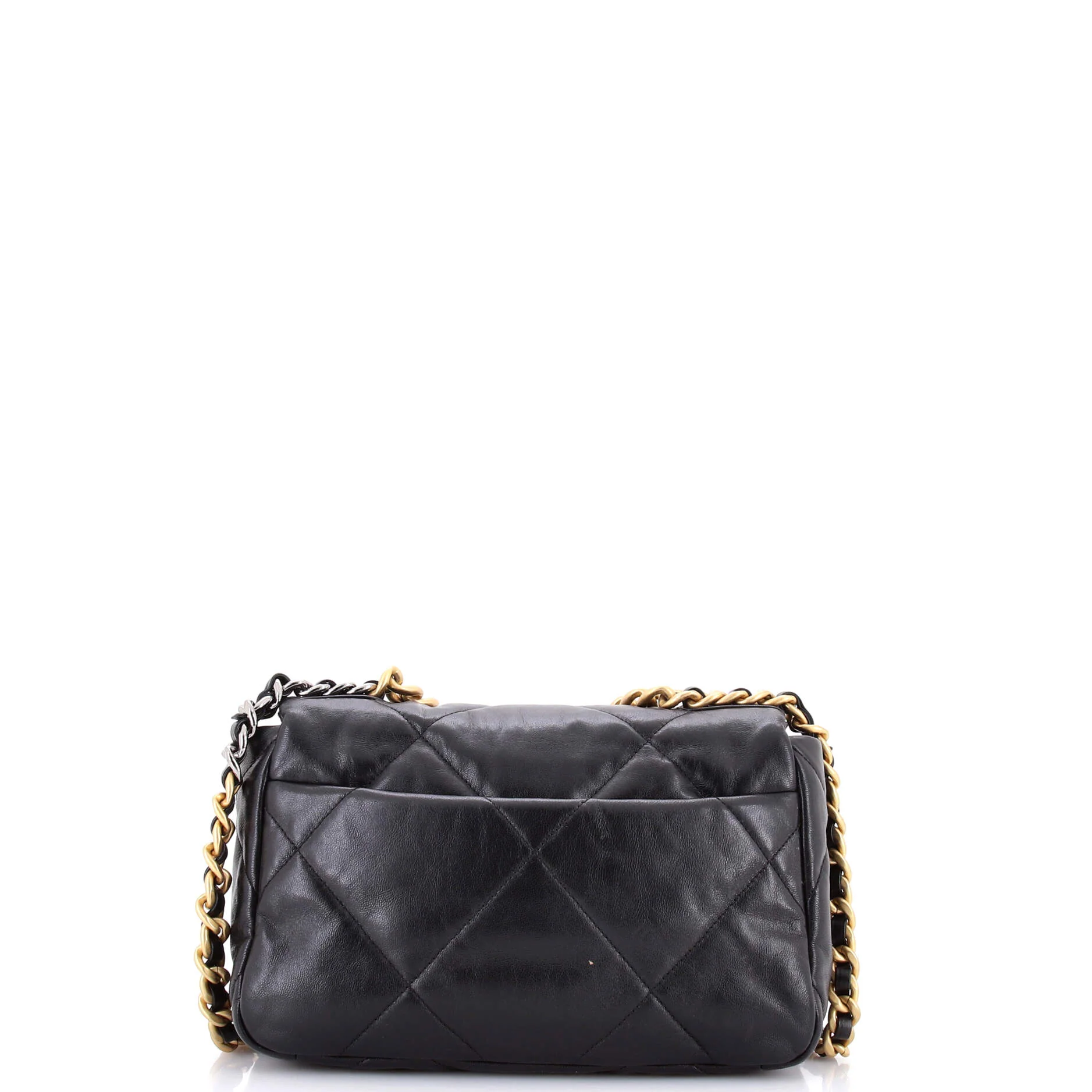 19 Flap Bag Quilted Shiny Crumpled Calfskin Medium - Image 3