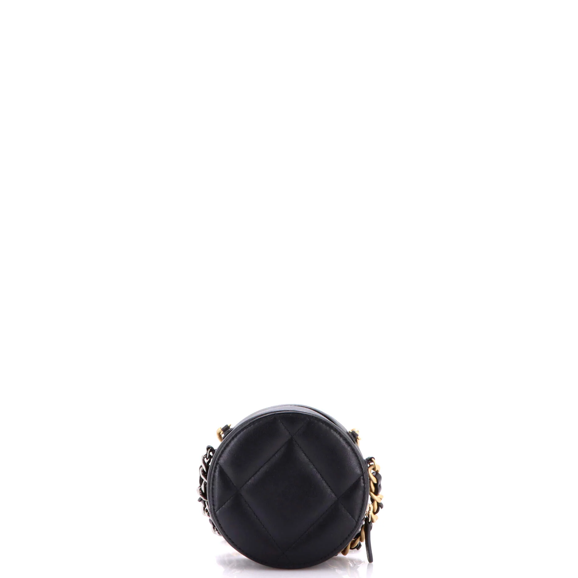 19 Round Clutch with Chain Quilted Leather - Image 3