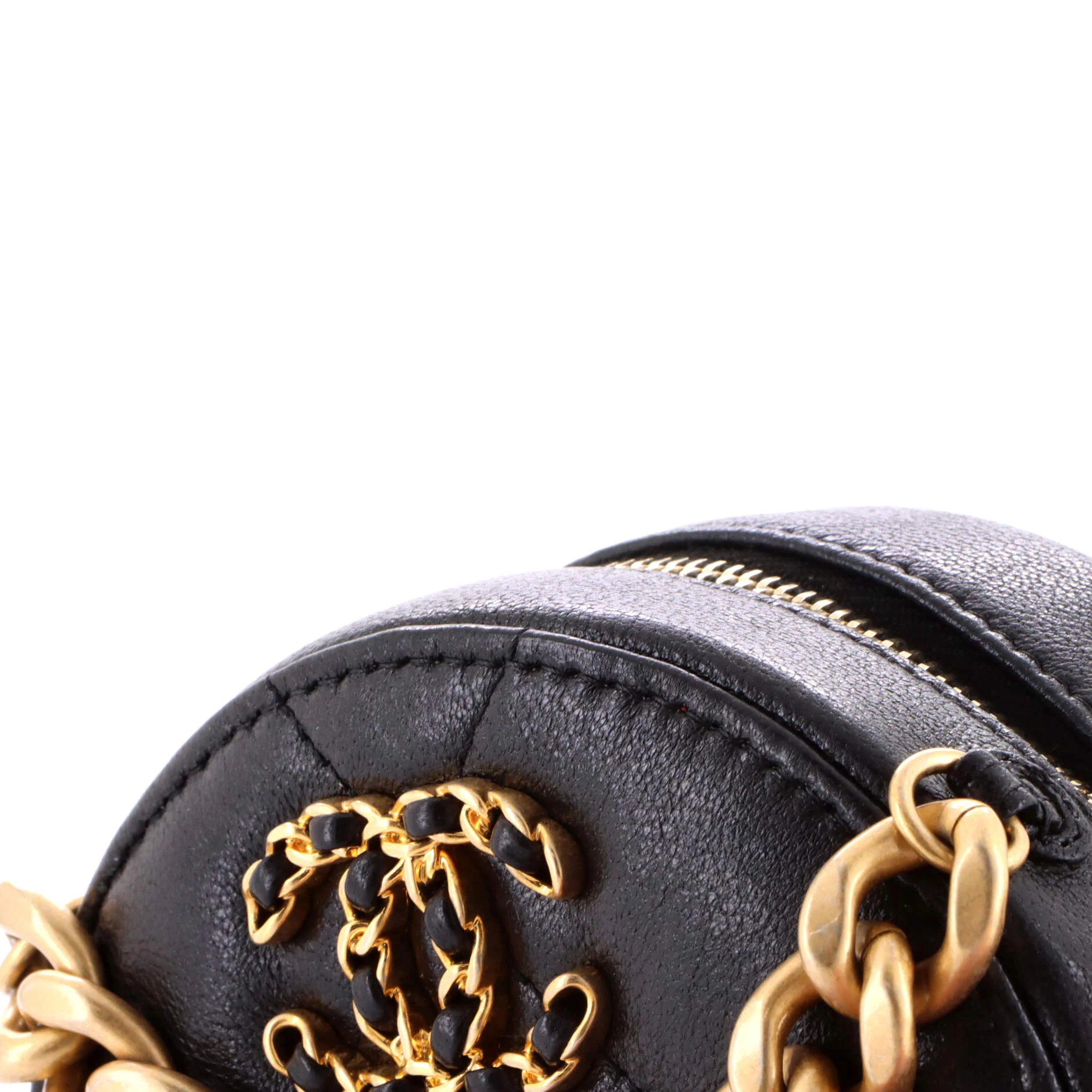 19 Round Clutch with Chain Quilted Leather - Image 6