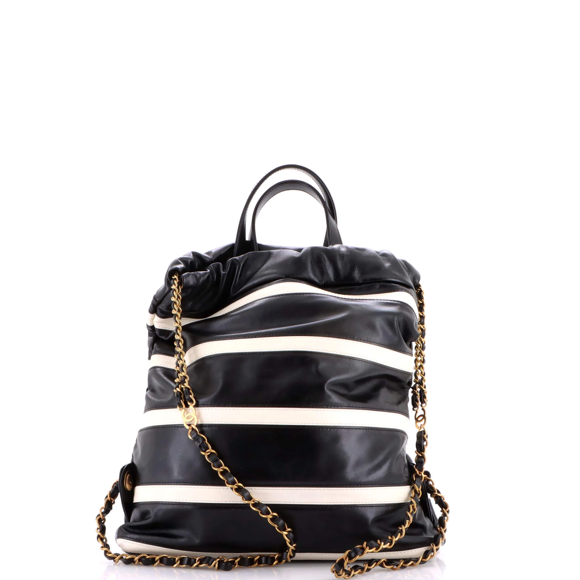 22 Chain Backpack Striped Shiny Calfskin Medium - Image 3