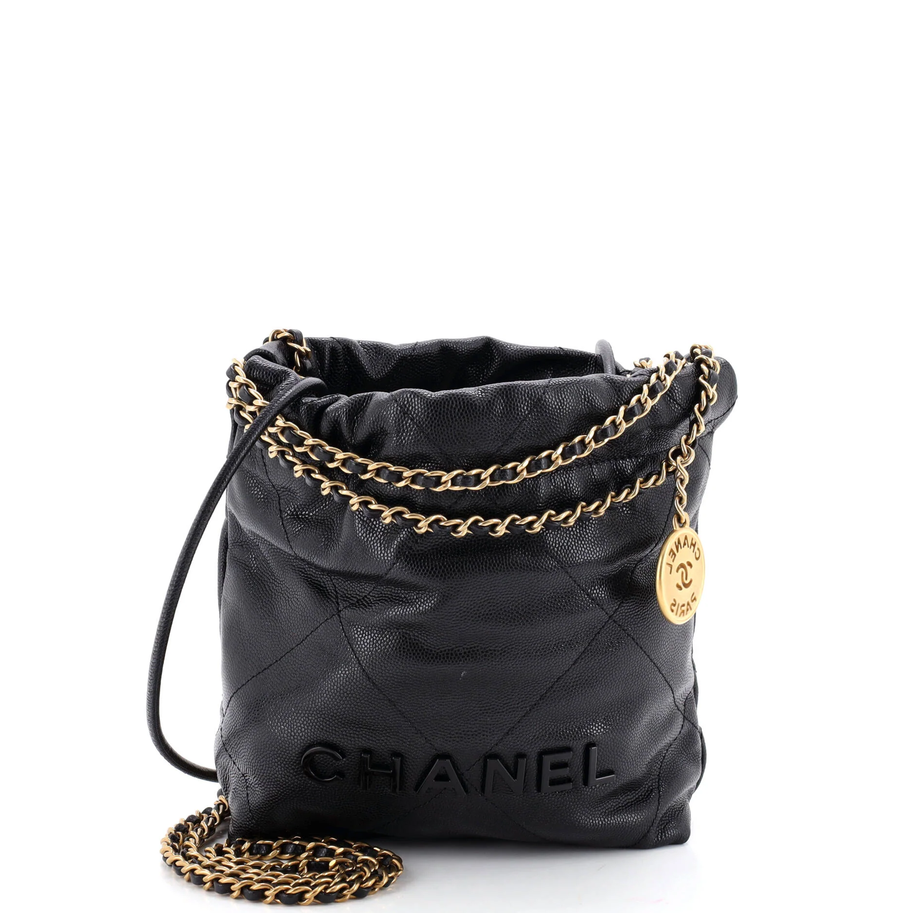 22 Chain Hobo Quilted Caviar Mini
