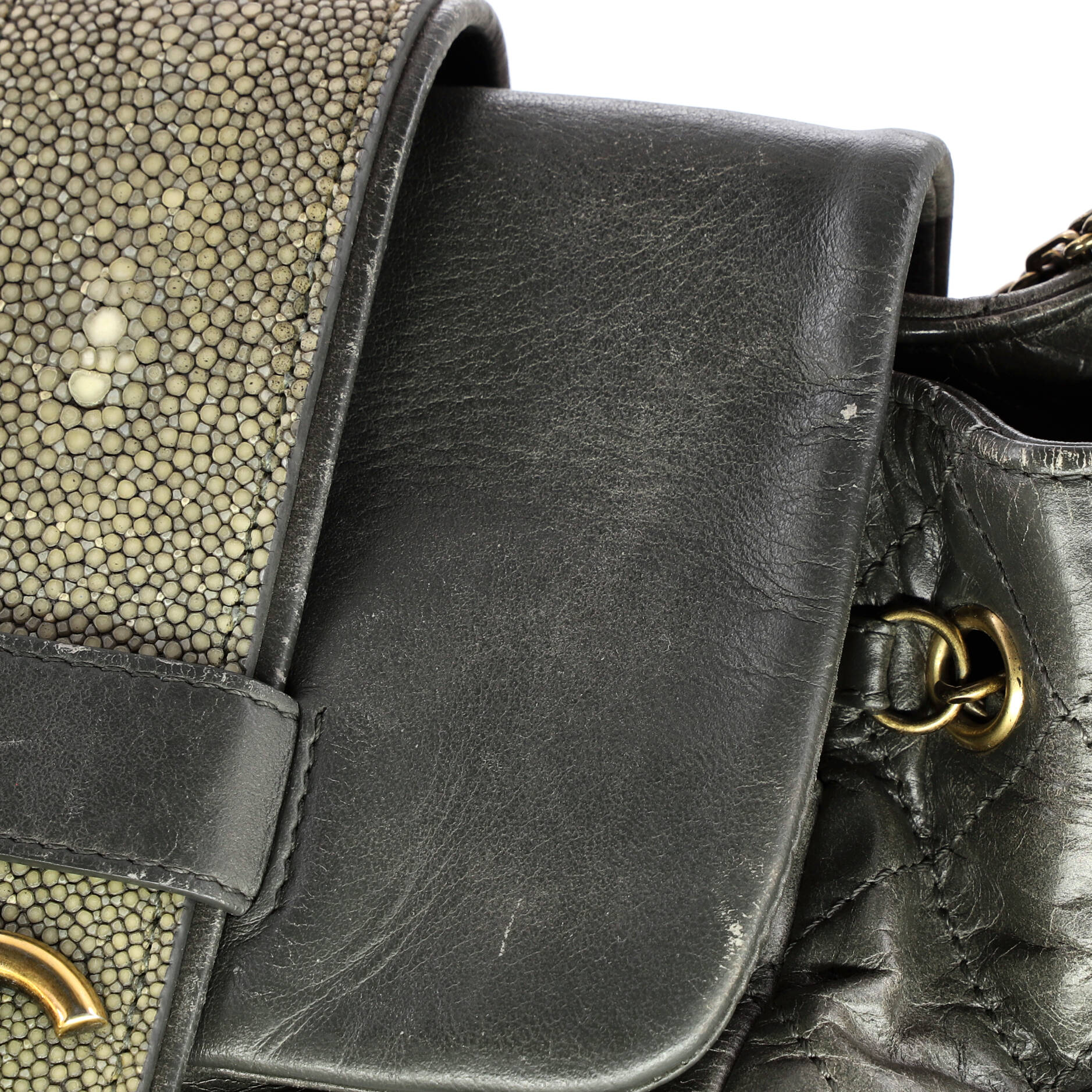 Bindi Flap Bag Quilted Glazed Calfskin with Stingray - Image 7