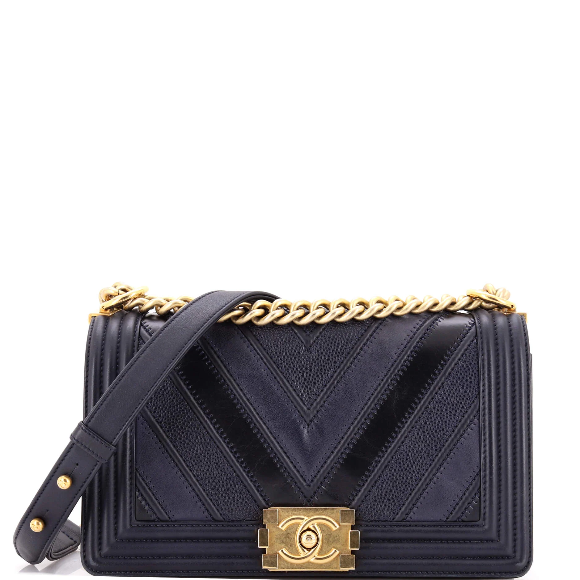 Boy Flap Bag Chevron Caviar and Calfskin Old Medium