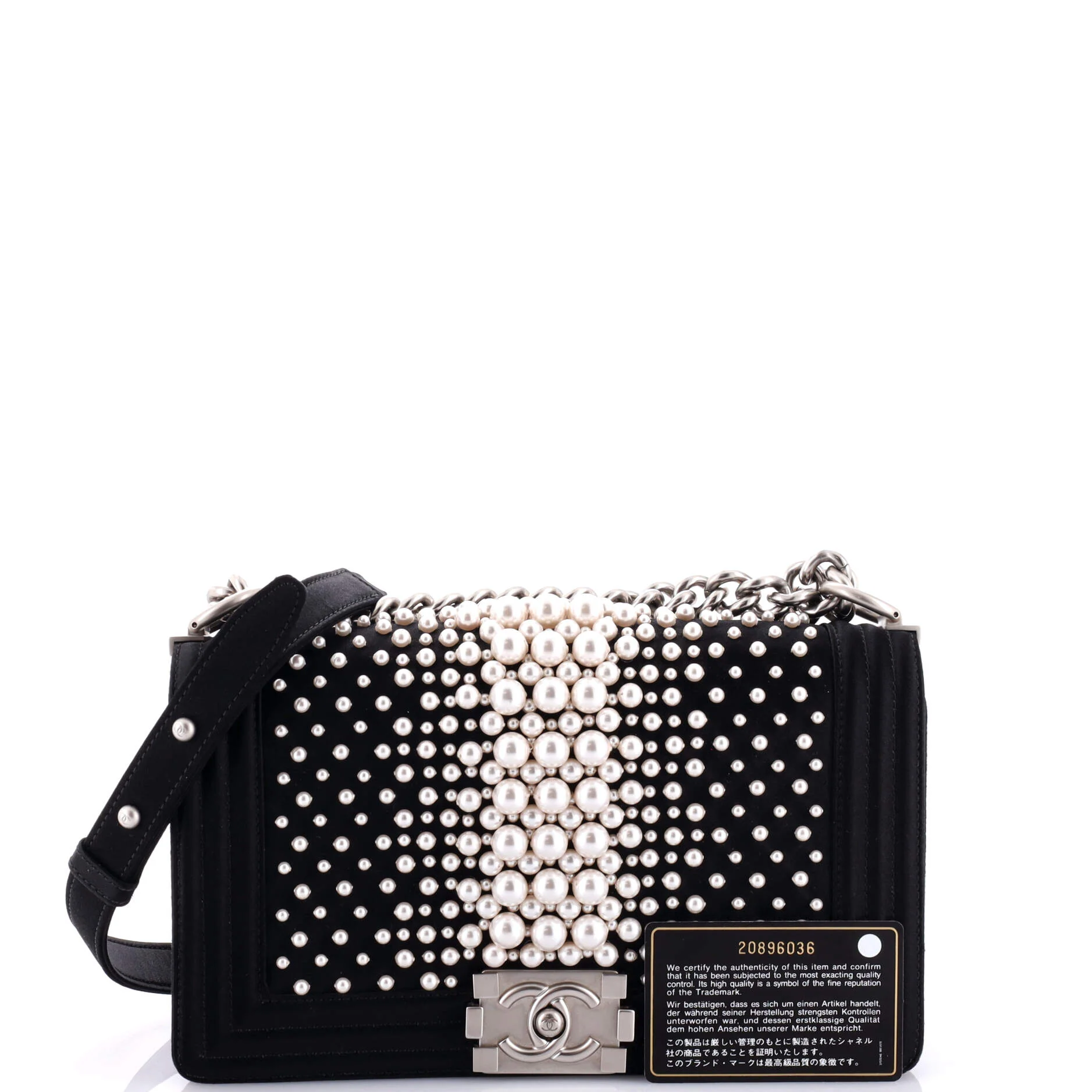 Boy Flap Bag Pearl Embellished Satin Old Medium - Image 2