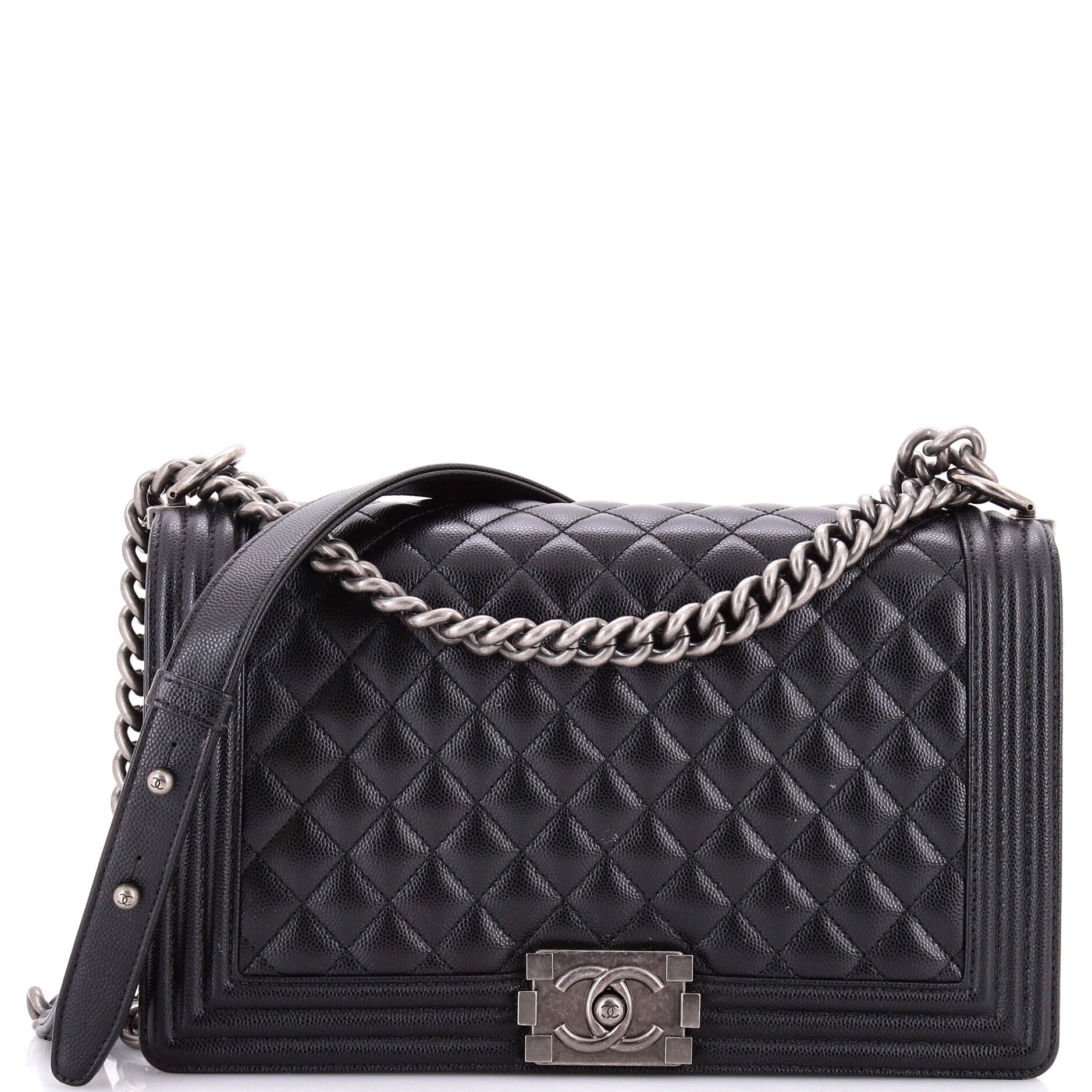 Boy Flap Bag Quilted Caviar New Medium
