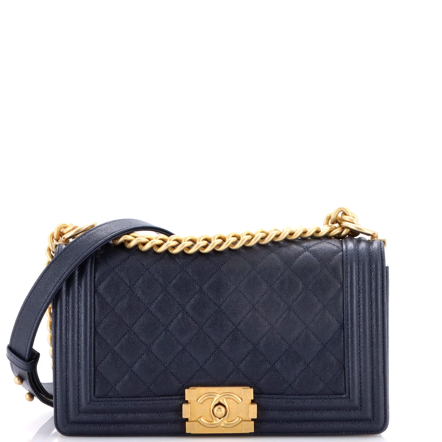 Boy Flap Bag Quilted Caviar Old Medium