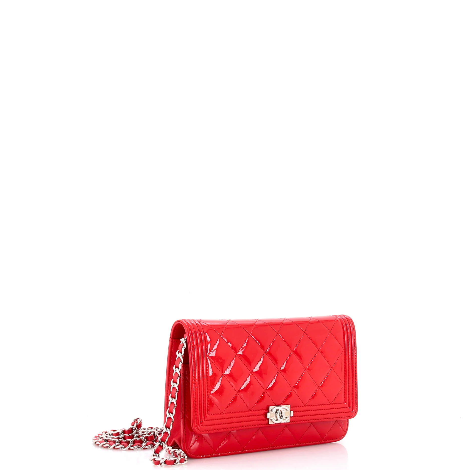Boy Wallet on Chain Quilted Patent - Image 2