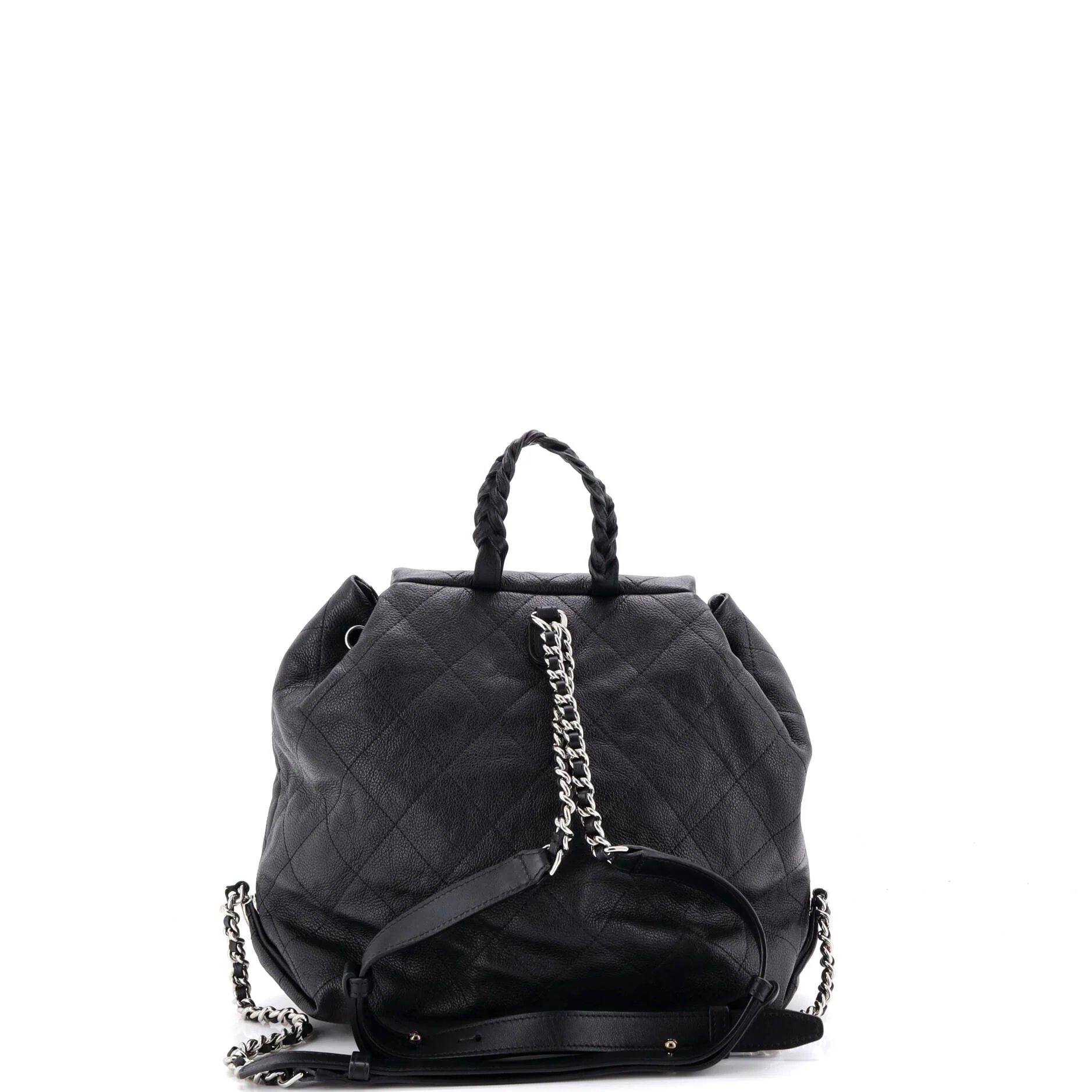Braided With Style Drawstring Backpack Quilted Grained Calfskin - Image 3
