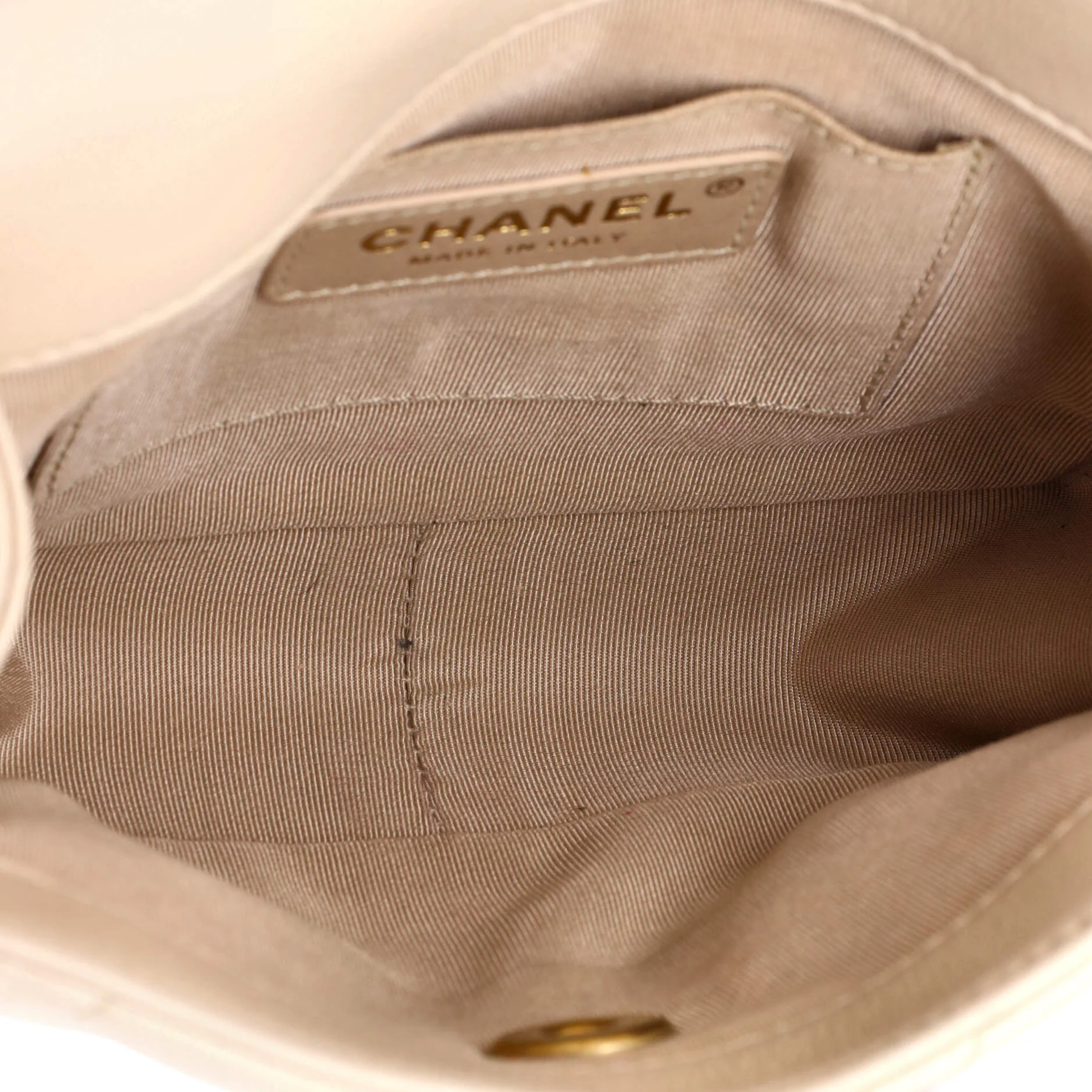Button on Top Flap Bag Quilted Shiny Lambskin Small - Image 5