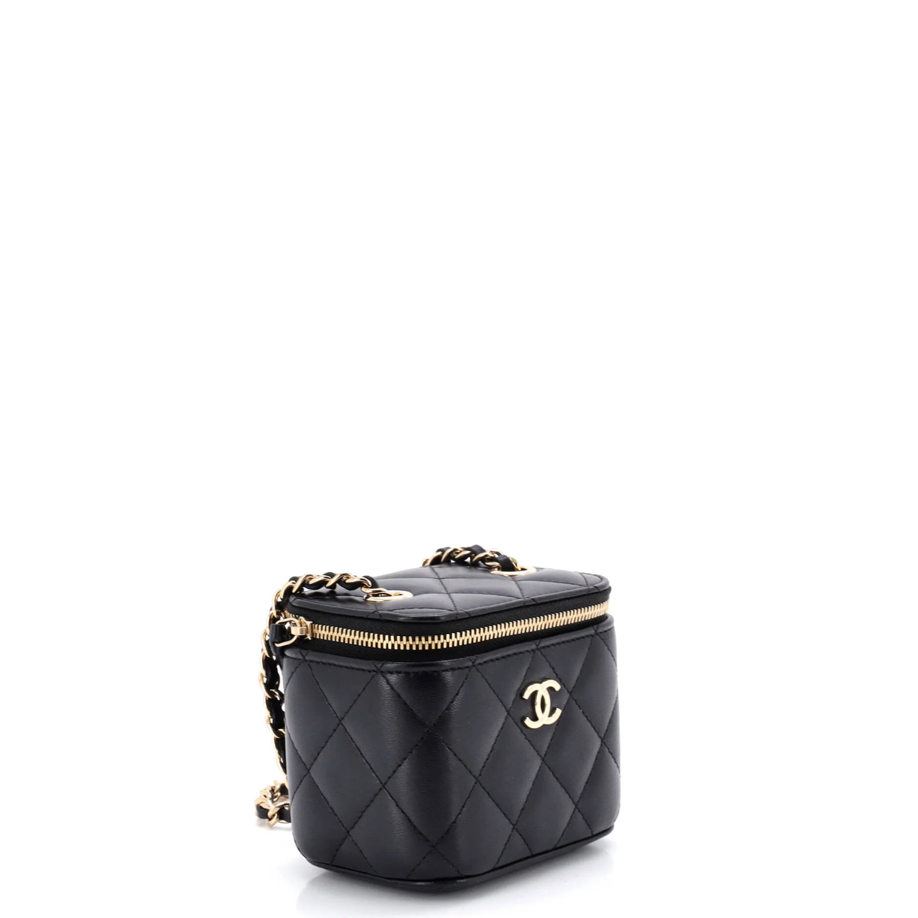 Camellia Bow Vanity Case with Chain Quilted Lambskin Mini - Image 2