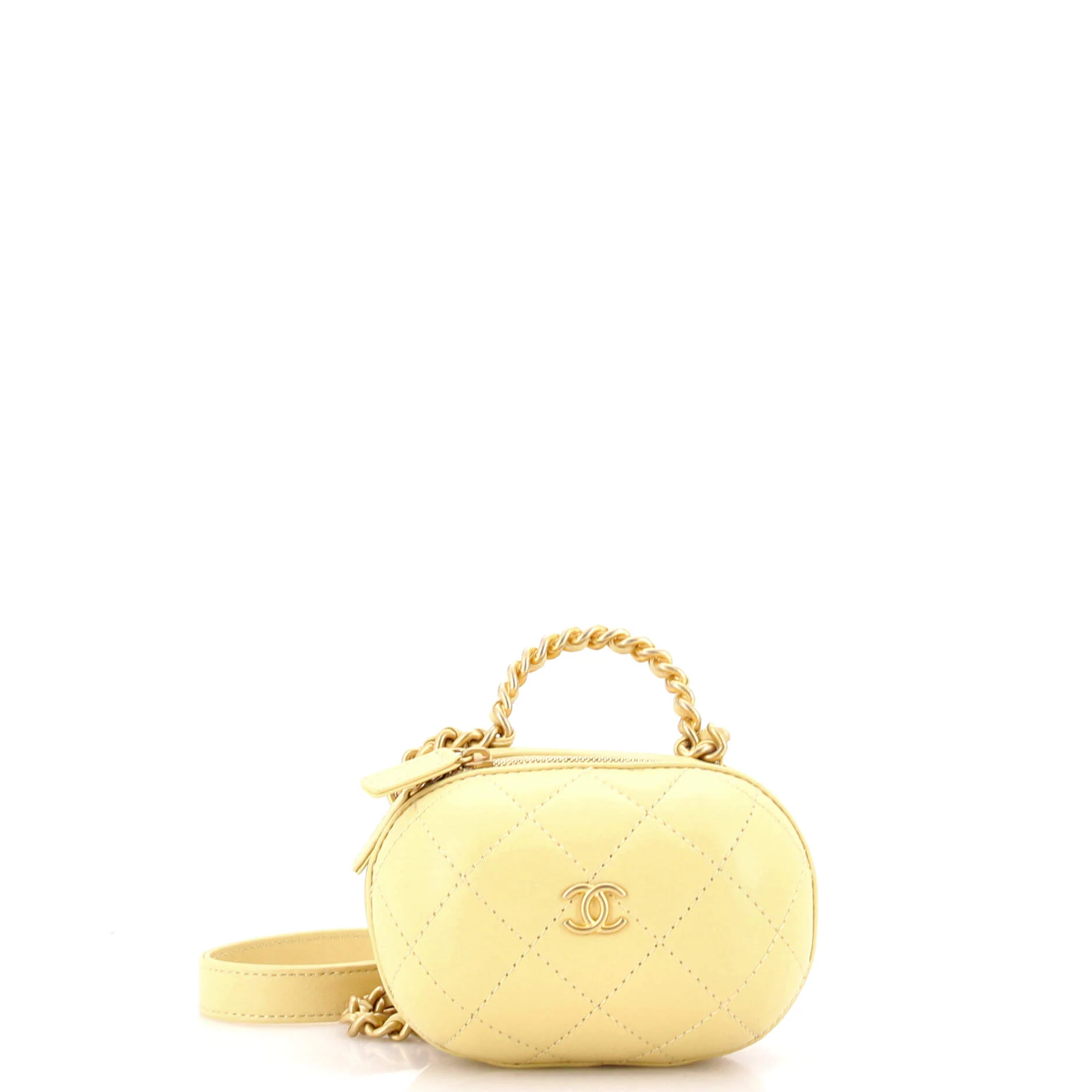 CC Bubble Top Handle Vanity Case with Chain Quilted Lambskin Mini