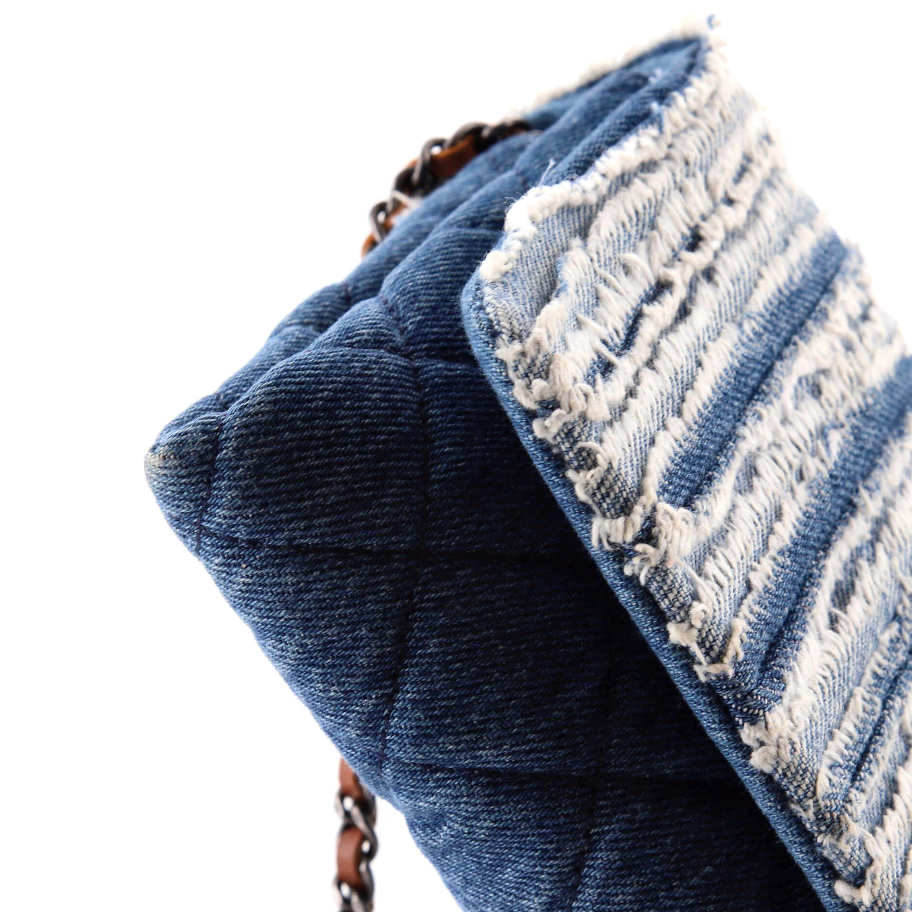 CC Chain Flap Bag Fringe Denim Medium - Image 7