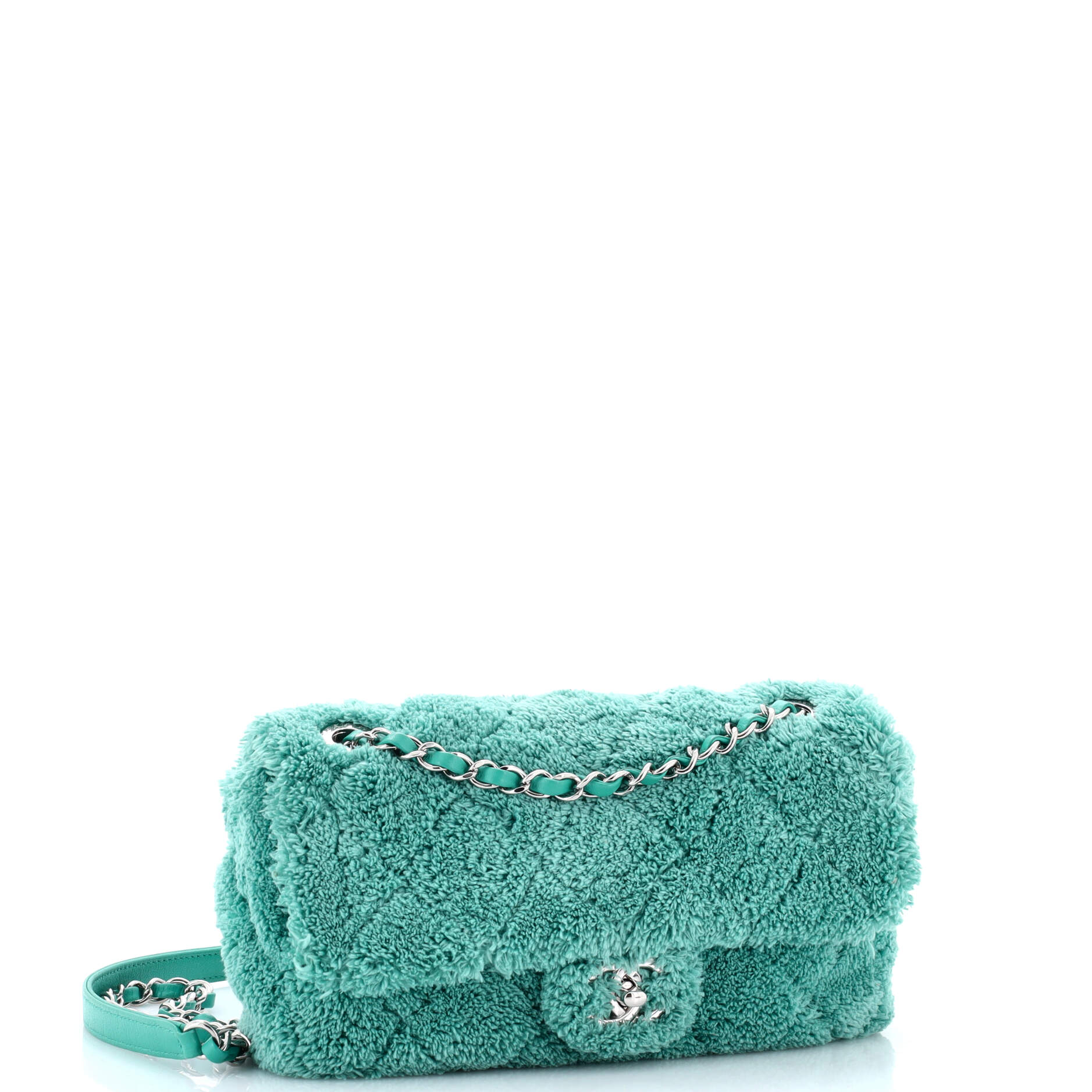 CC Chain Flap Bag Quilted Terry Cloth Medium - Image 3