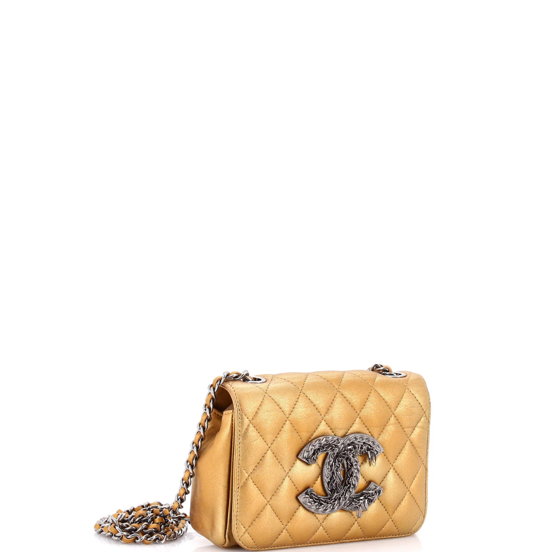 CC Chain Fringe Full Flap Bag Quilted Leather Mini - Image 2