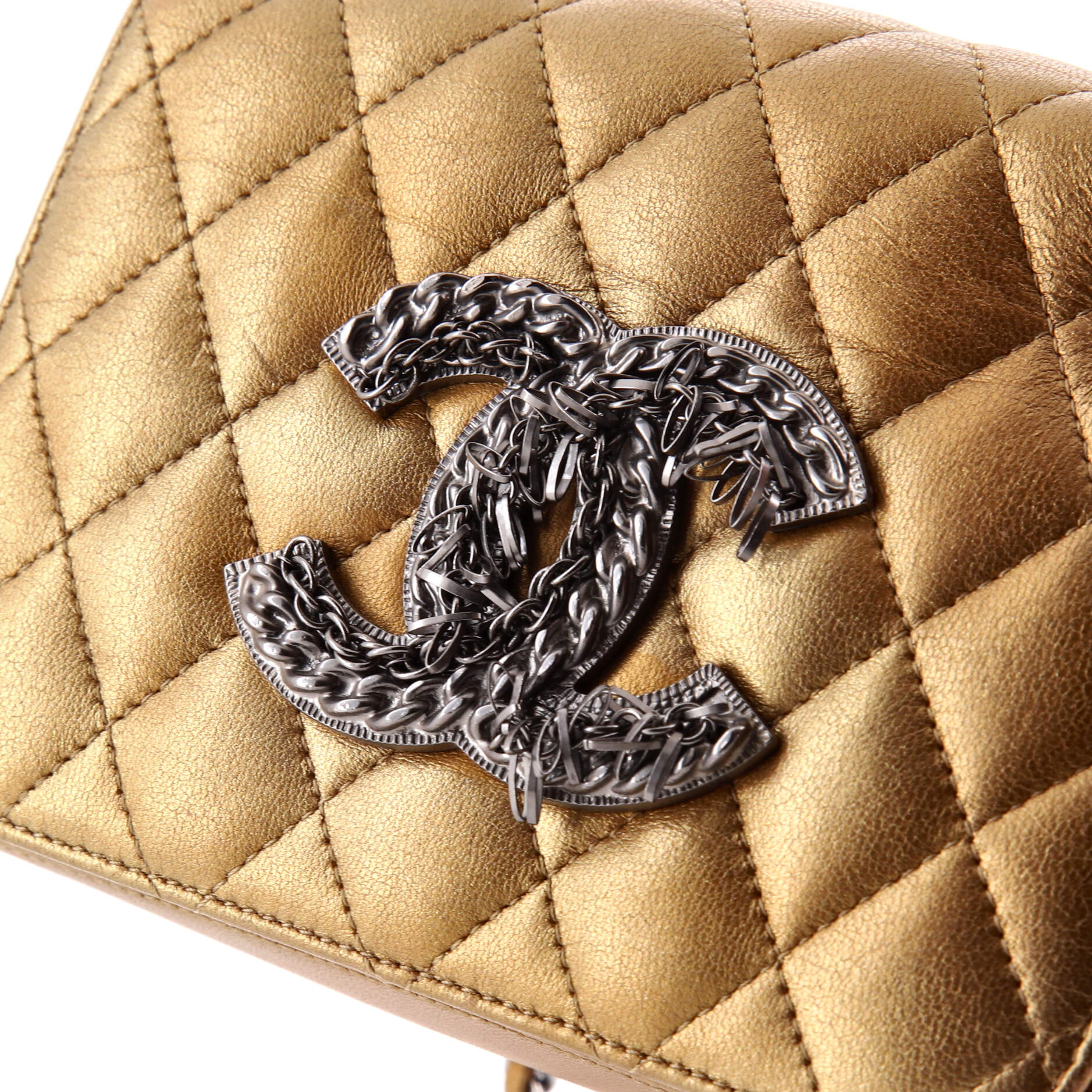 CC Chain Fringe Full Flap Bag Quilted Leather Mini - Image 6