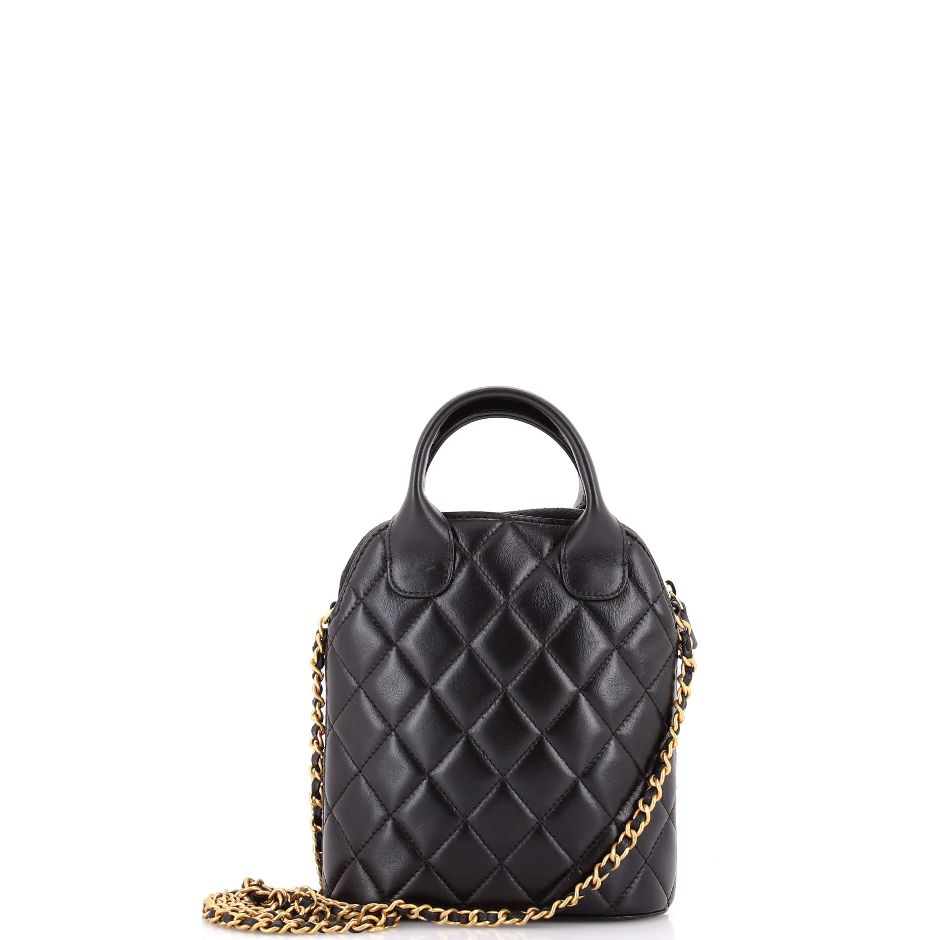 CC Dome Top Handle Clutch with Chain Quilted Lambskin with Suede Mini - Image 3