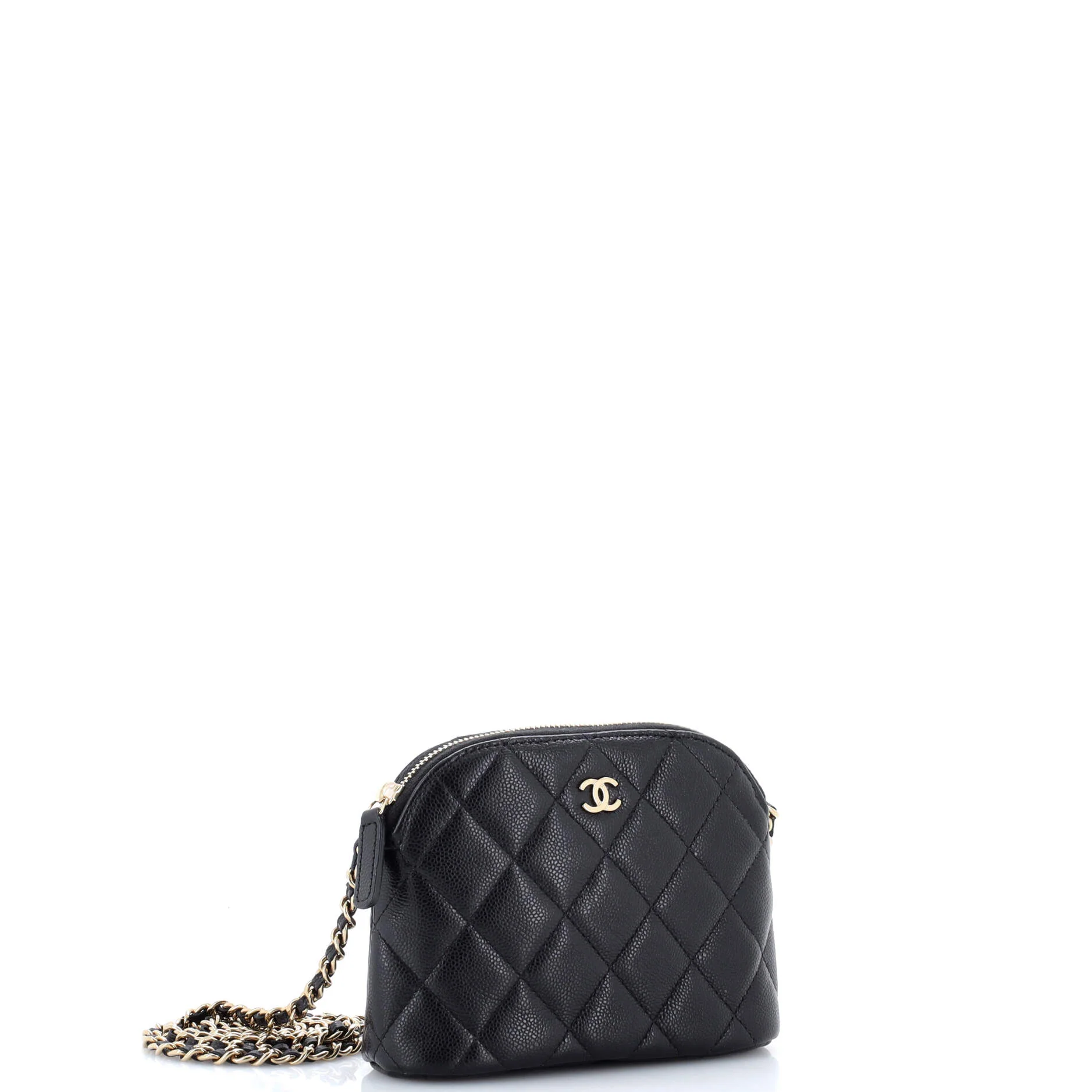 CC Dome Zip Clutch with Chain Quilted Caviar Mini - Image 2