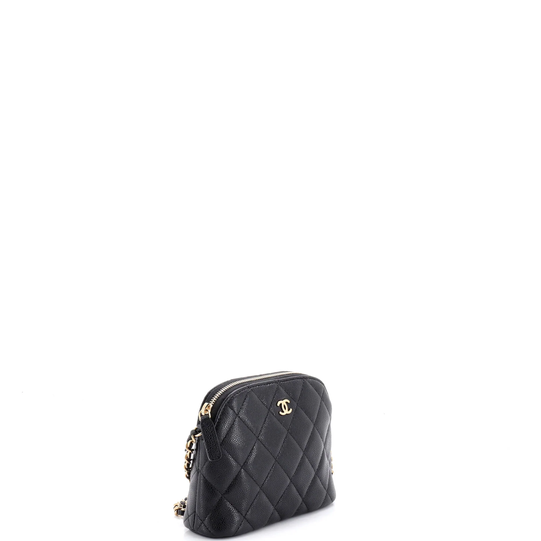 CC Dome Zip Clutch with Chain Quilted Caviar Mini - Image 2