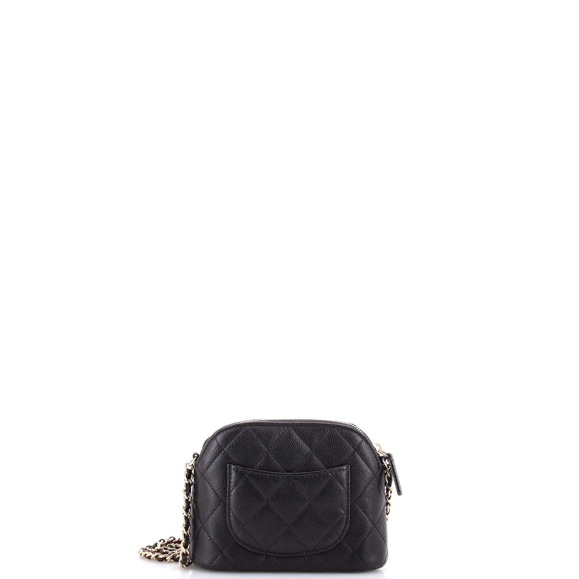 CC Dome Zip Clutch with Chain Quilted Caviar Mini - Image 3