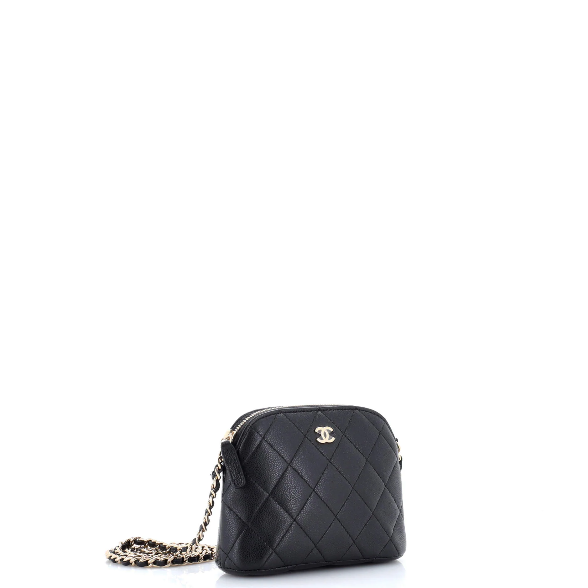CC Dome Zip Clutch with Chain Quilted Caviar Mini - Image 2