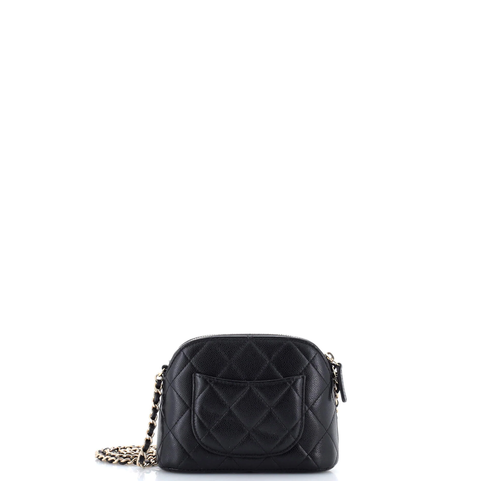 CC Dome Zip Clutch with Chain Quilted Caviar Mini - Image 3