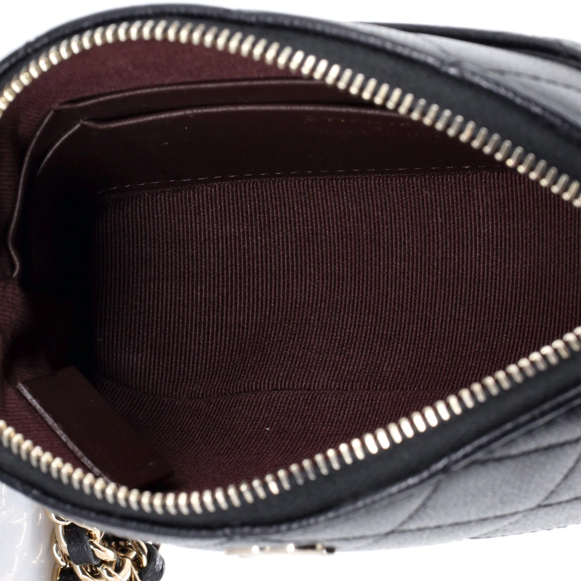 CC Dome Zip Clutch with Chain Quilted Caviar Mini - Image 5
