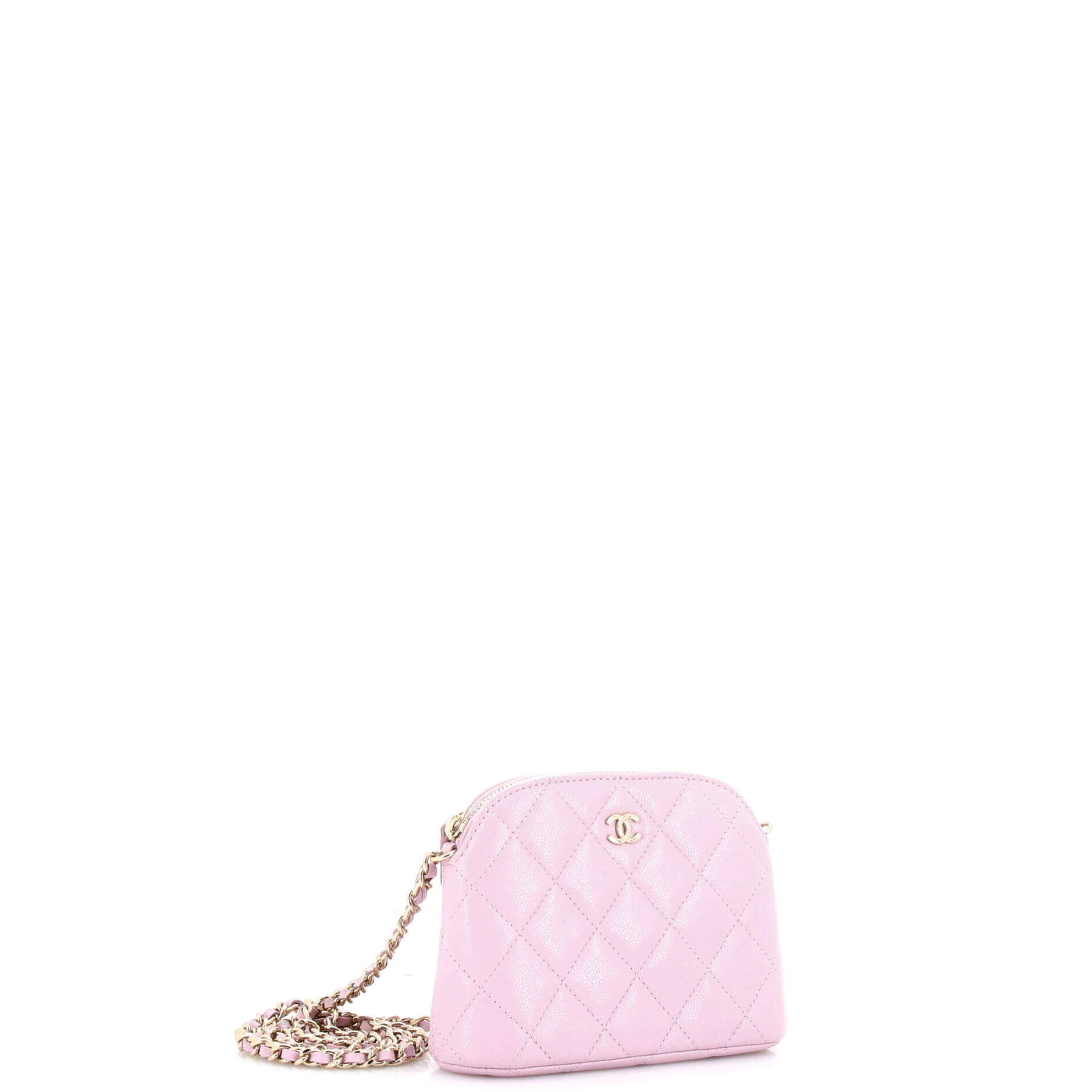 CC Dome Zip Clutch with Chain Quilted Caviar Mini - Image 2