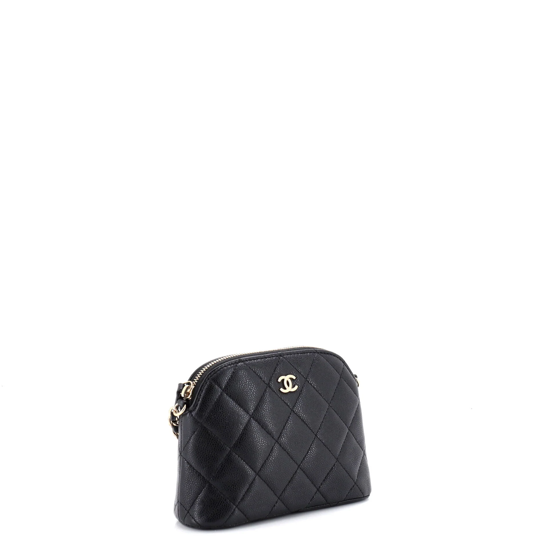 CC Dome Zip Clutch with Chain Quilted Caviar Mini - Image 2