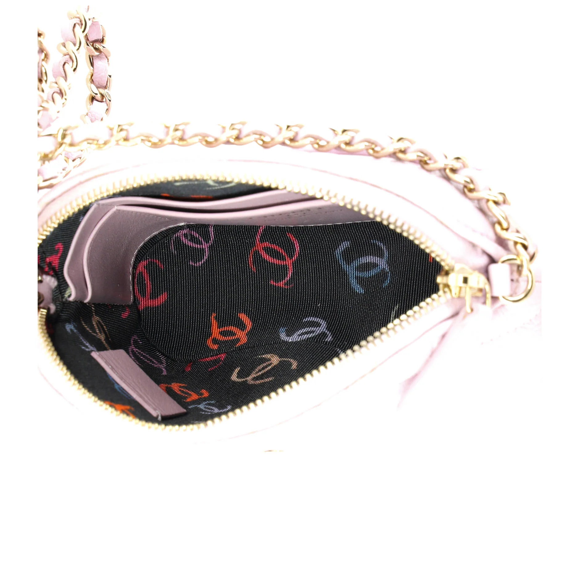 CC Dome Zip Clutch with Chain Quilted Caviar Mini - Image 5