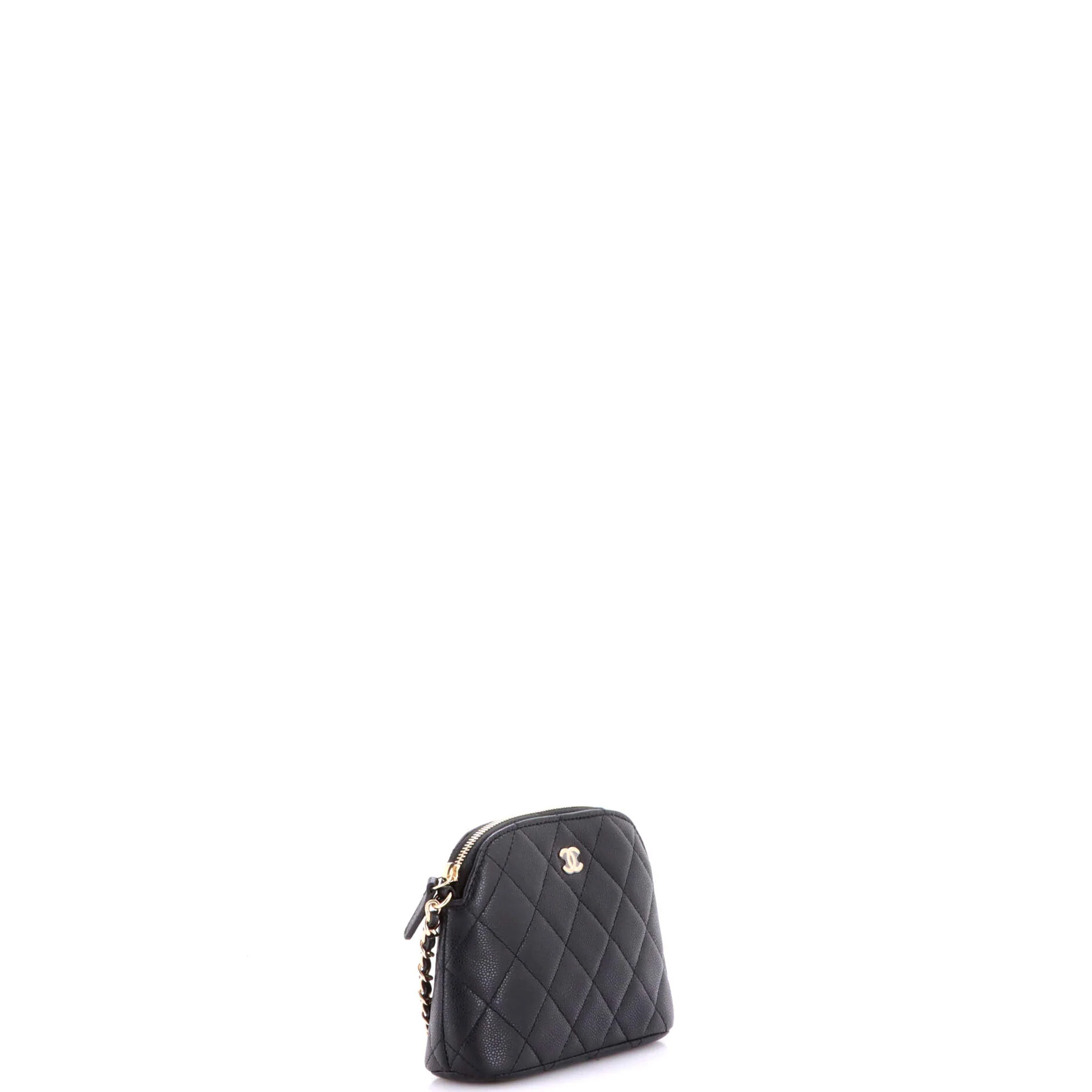 CC Dome Zip Clutch with Chain Quilted Caviar Mini - Image 2