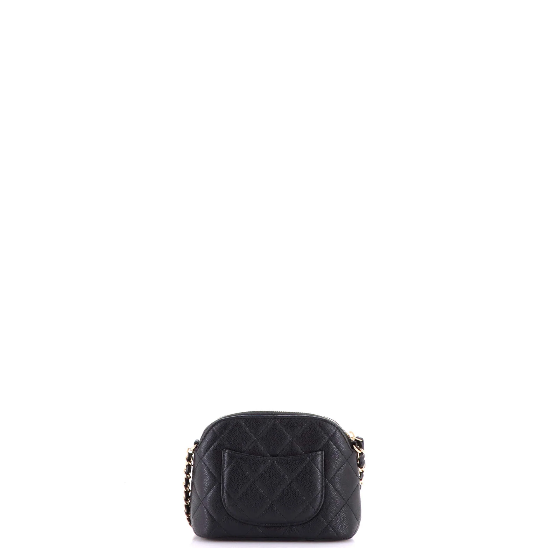 CC Dome Zip Clutch with Chain Quilted Caviar Mini - Image 3