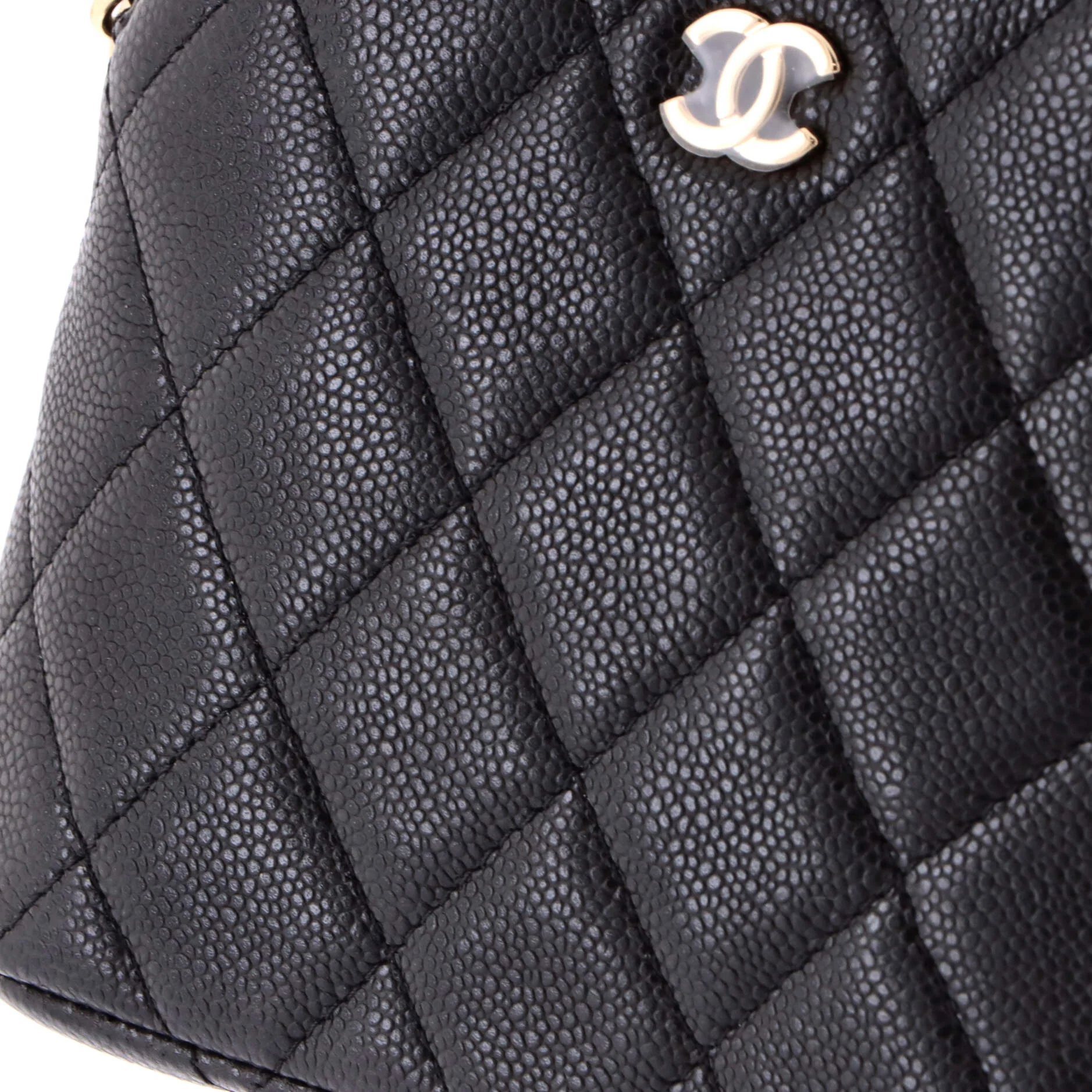 CC Dome Zip Clutch with Chain Quilted Caviar Mini - Image 6