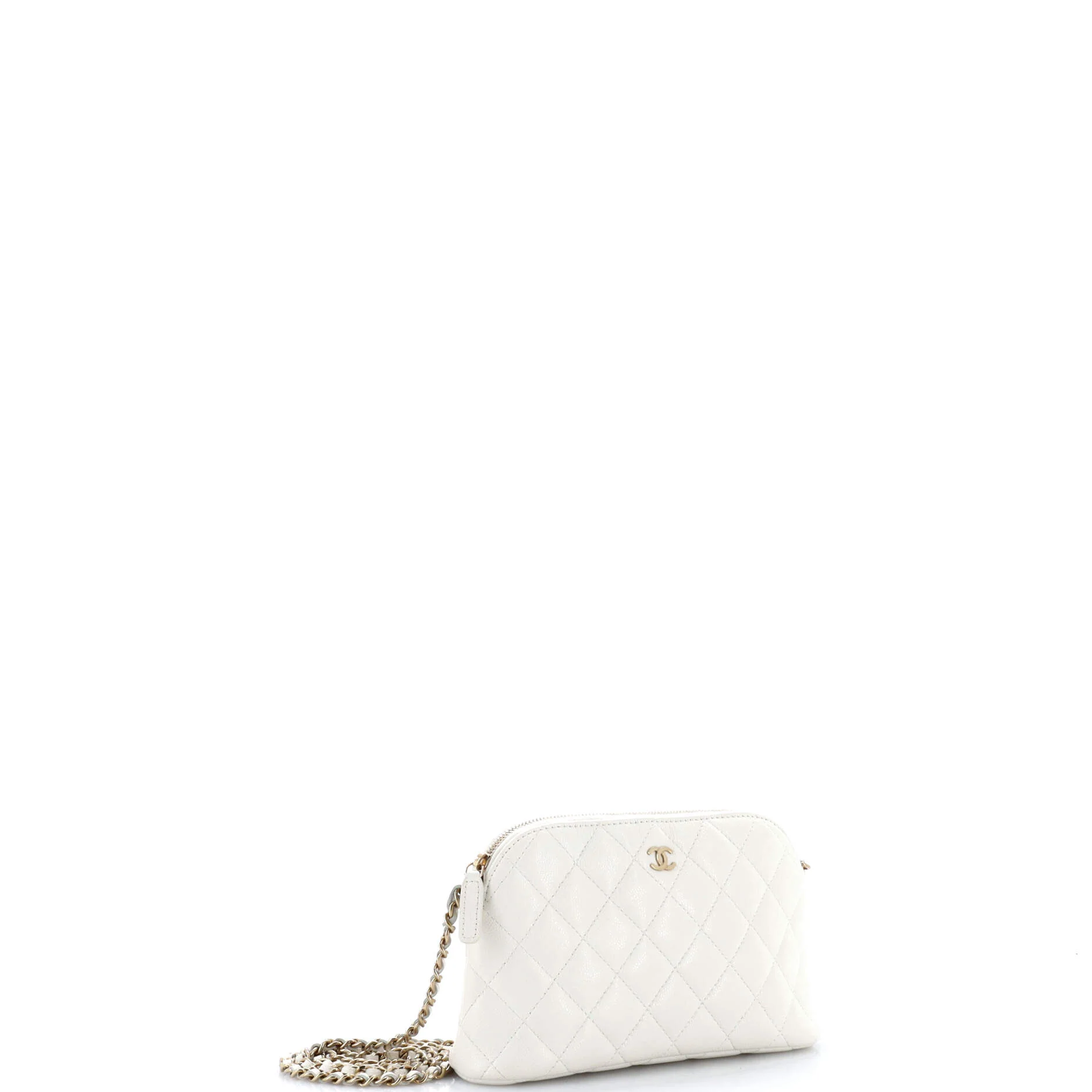 CC Dome Zip Clutch with Chain Quilted Caviar Small - Image 2
