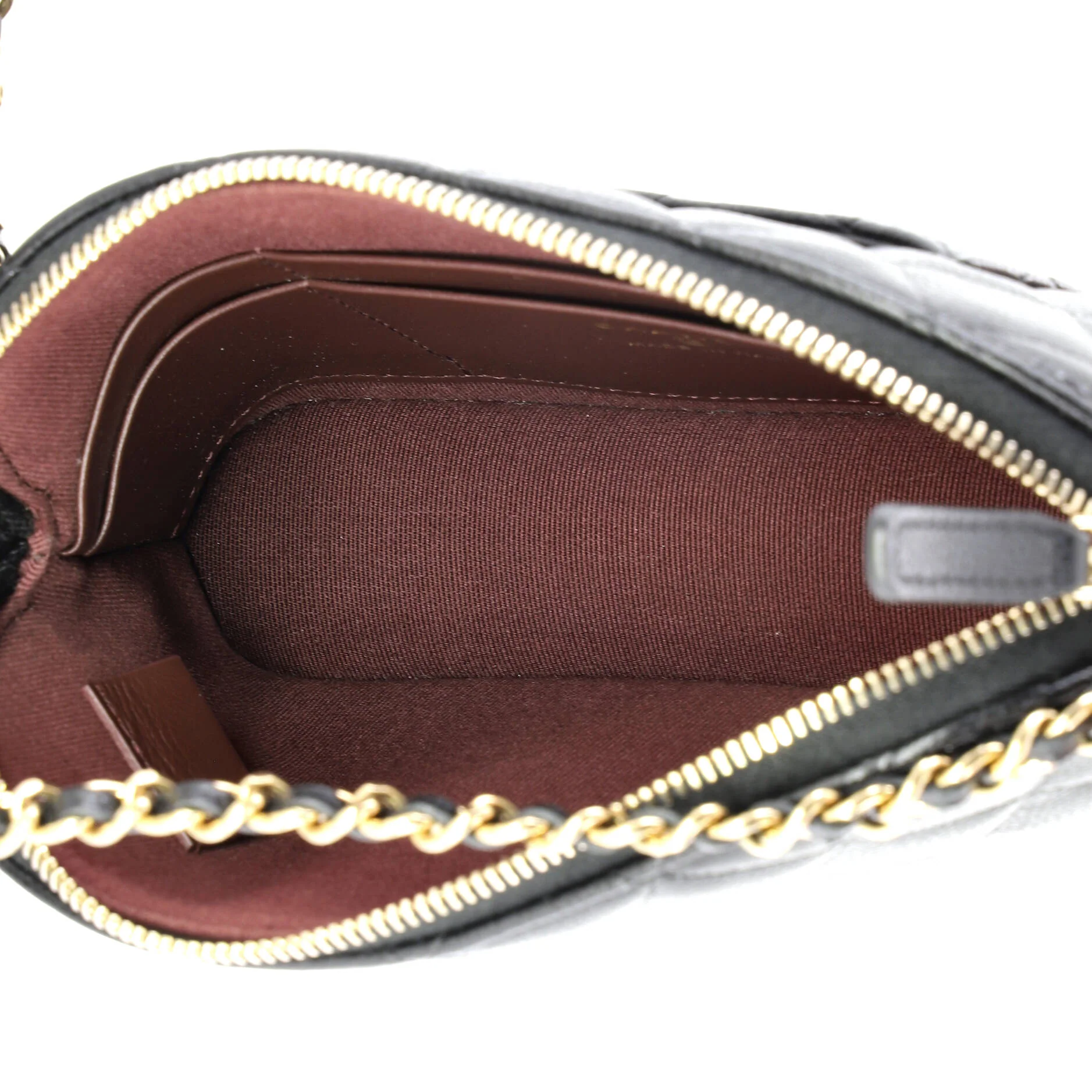 CC Dome Zip Clutch with Chain Quilted Caviar Small - Image 5