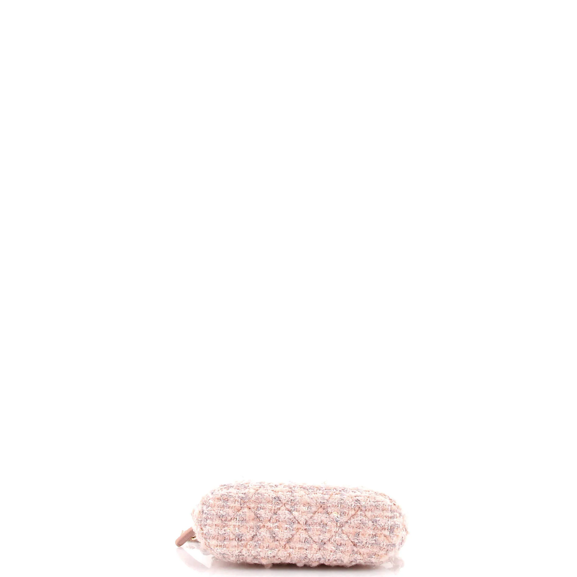 CC Dome Zip Handle Clutch with Chain Quilted Tweed Mini - Image 4