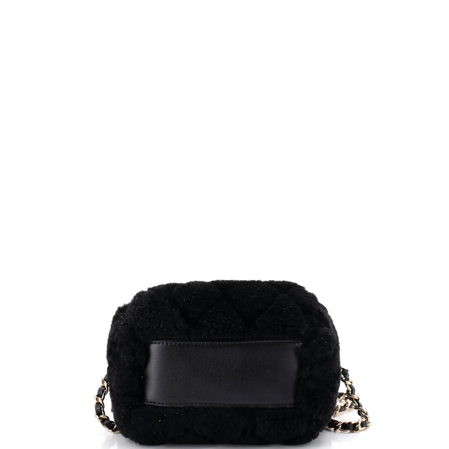 CC Double Chain Zip Clutch with Chain Quilted Shearling Mini - Image 4