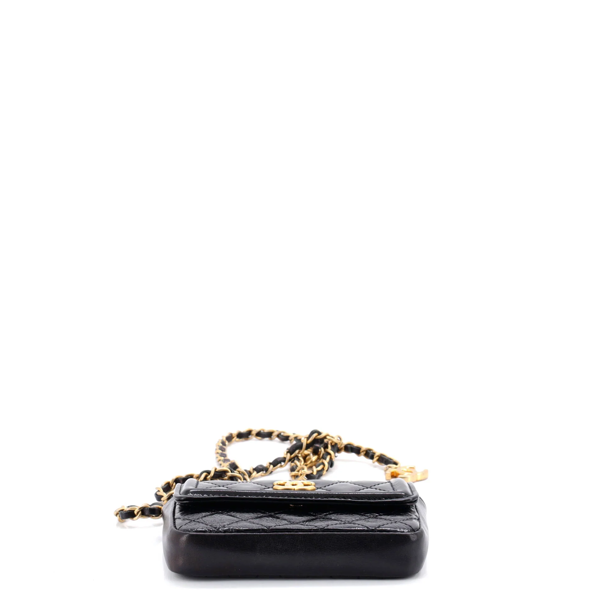 CC Flap Chain Belt Bag Quilted Shiny Aged Calfskin - Image 4