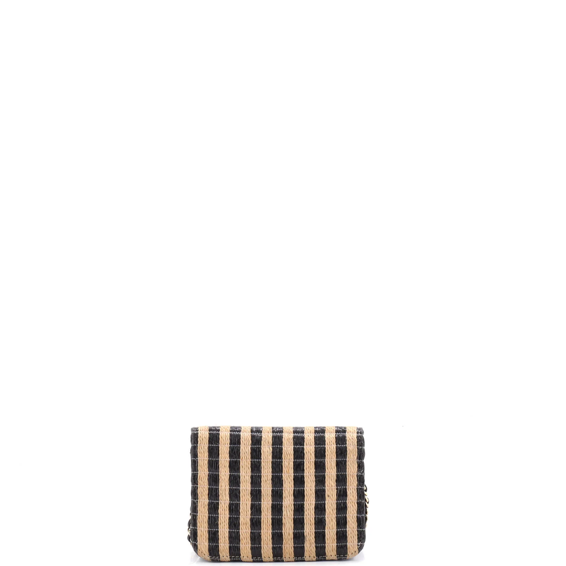 CC Flap Chain Belt Bag Striped Raffia and Jute - Image 3