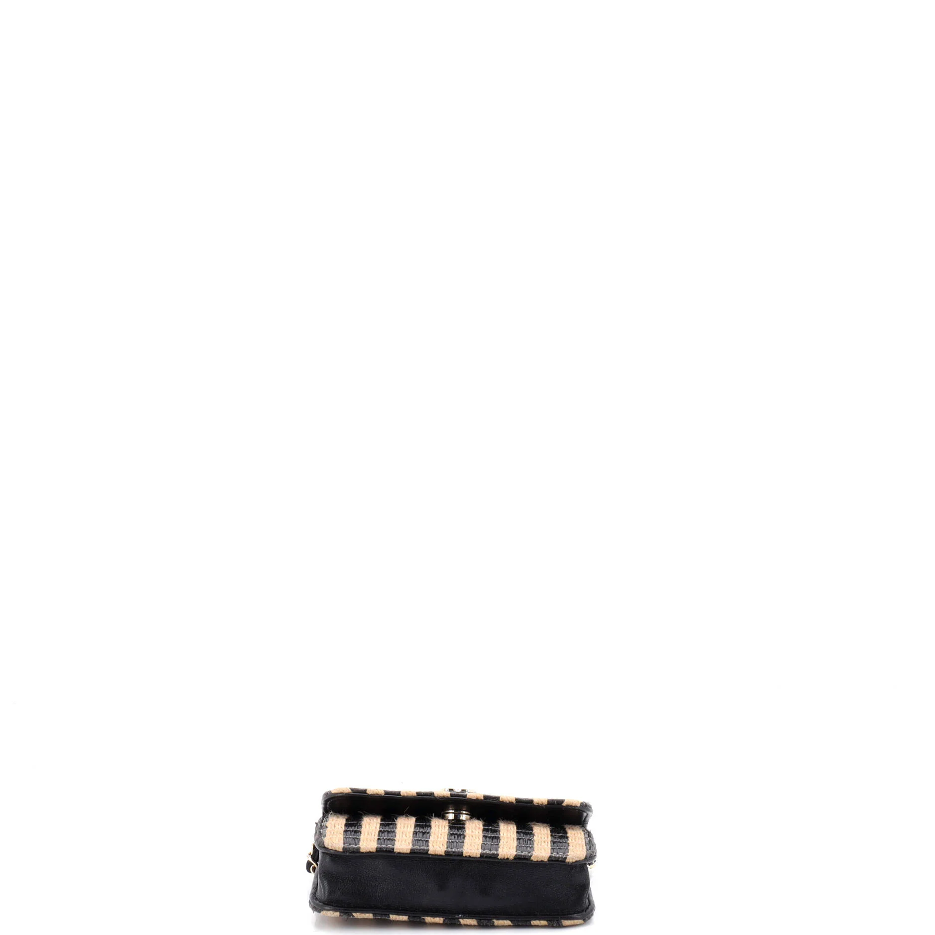 CC Flap Chain Belt Bag Striped Raffia and Jute - Image 4