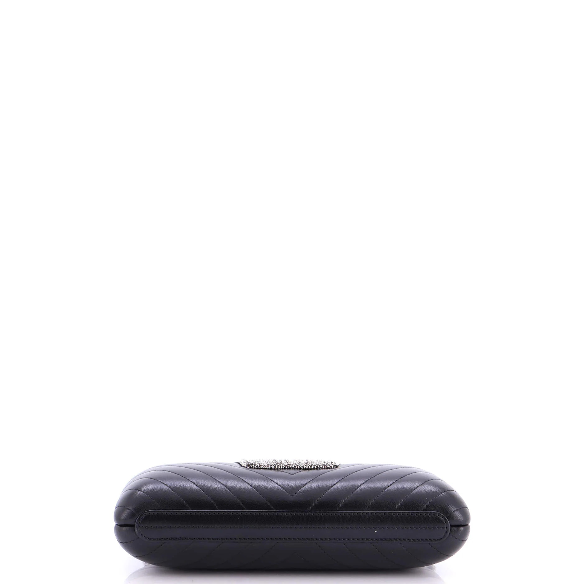 CC Fringe Chain Frame Clutch Chevron Lambskin - Image 4