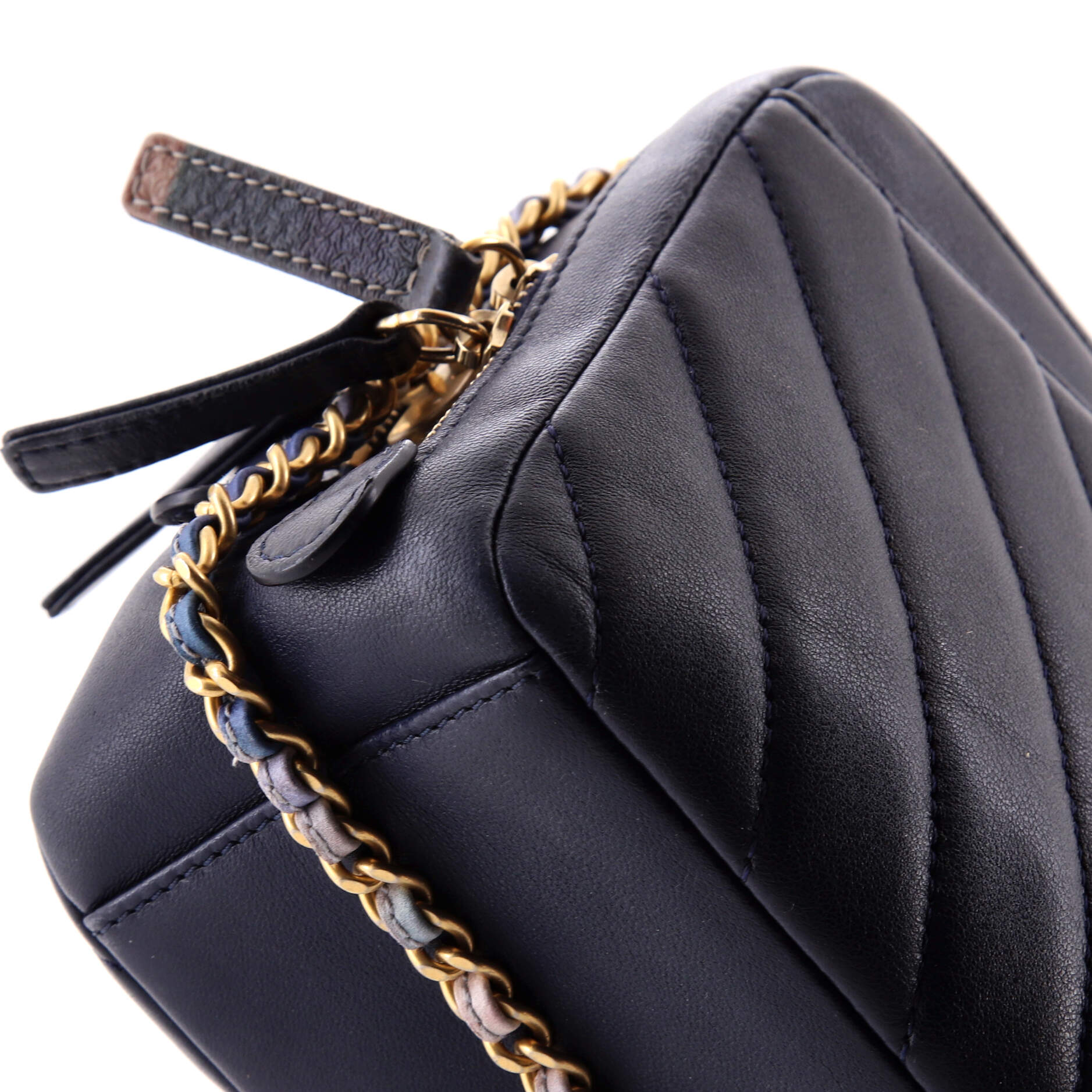 CC Front Pocket Chain Camera Bag Chevron Calfskin Small - Image 6