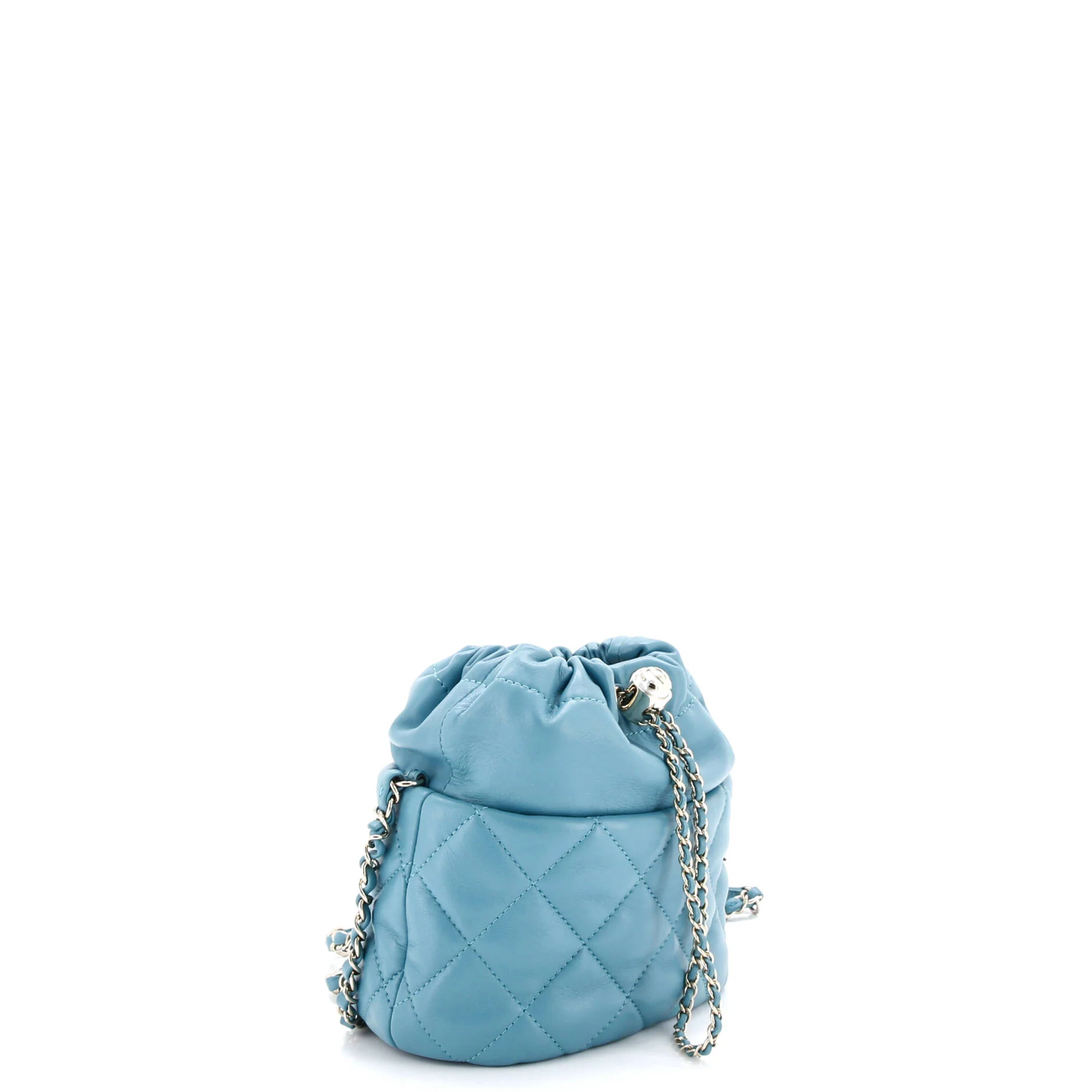 CC Pearl Drawstring Bucket Bag Quilted Lambskin Small - Image 3