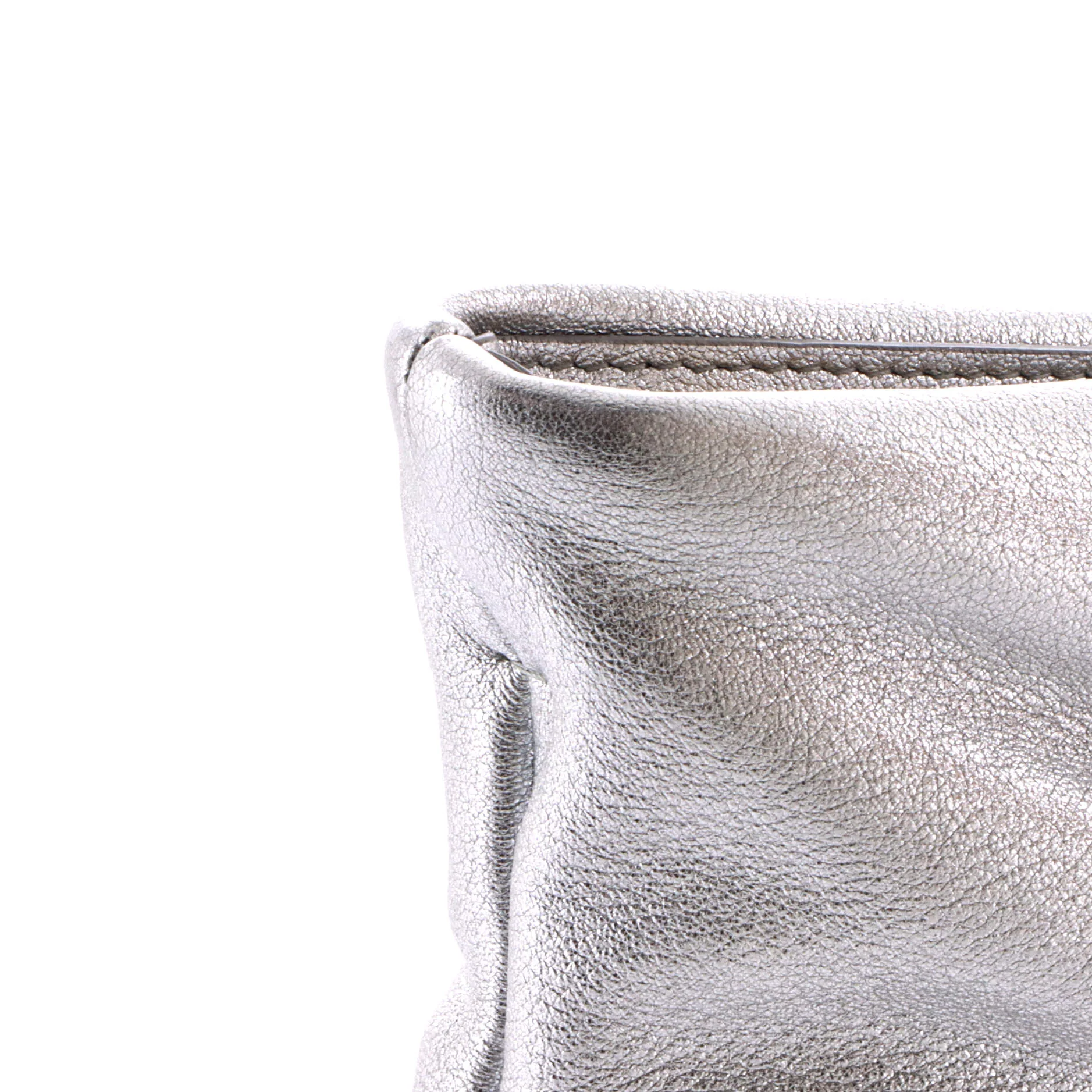 CC Pearl Pleat Zip Clutch with Chain Shiny Lambskin - Image 6