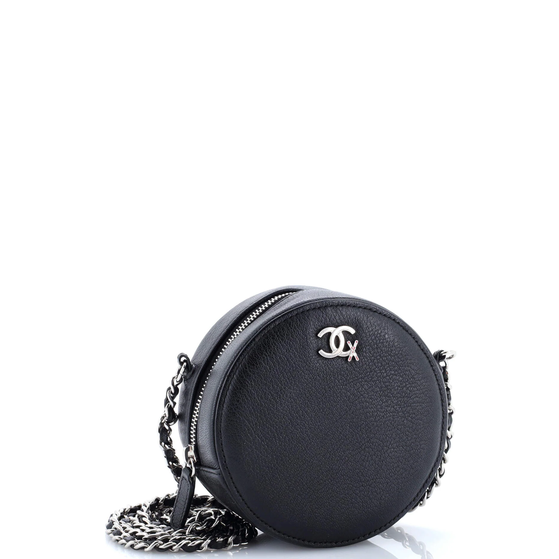 CC Ski Round Clutch with Chain Goatskin Mini - Image 2