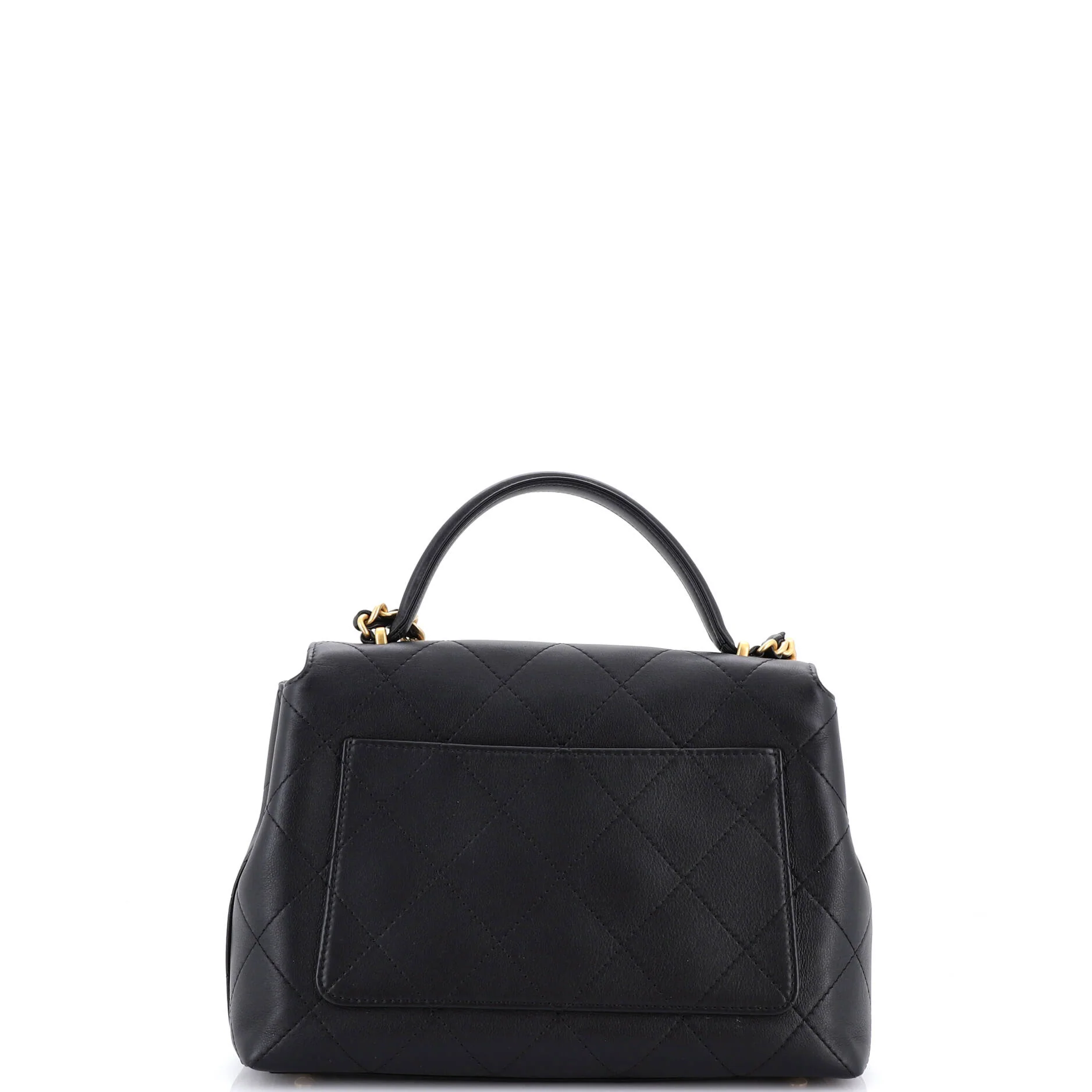 CC Top Handle Flap Bag Quilted Calfskin Large - Image 3