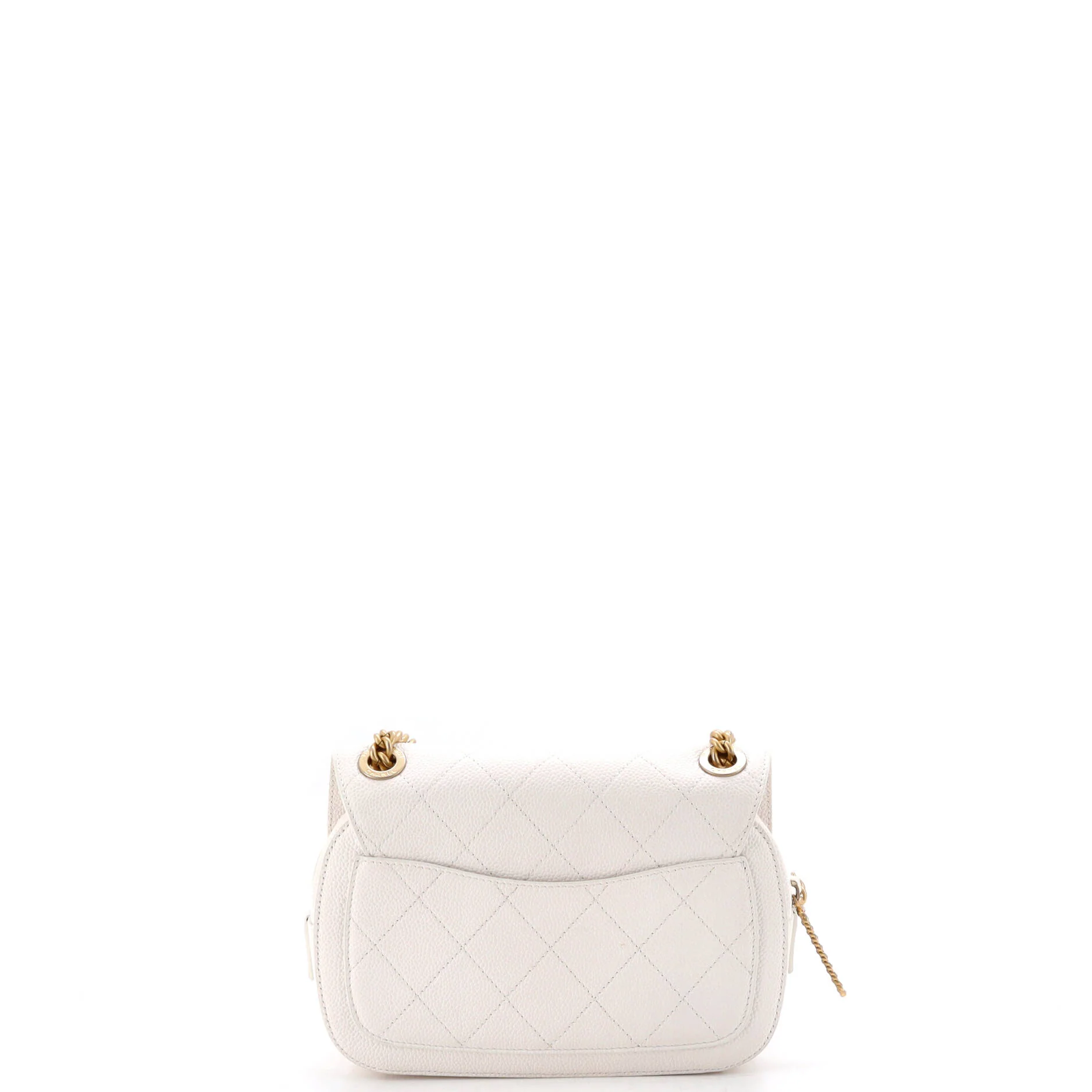 CC Zipped Full Flap Bag Stitched Caviar Medium - Image 3