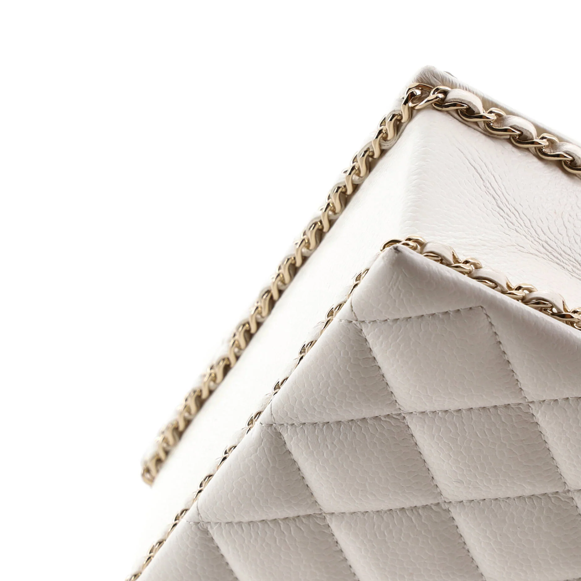 Chain Around Cut Out Handle Evening Tote Quilted Caviar Mini - Image 7