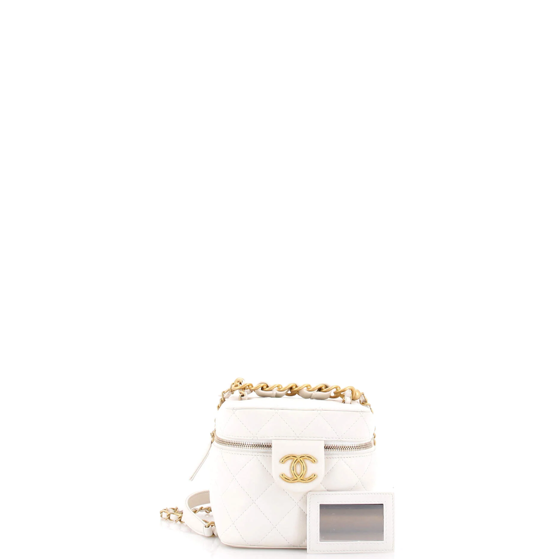 Chain Bar Vanity Case with Chain Quilted Calfskin Small - Image 2