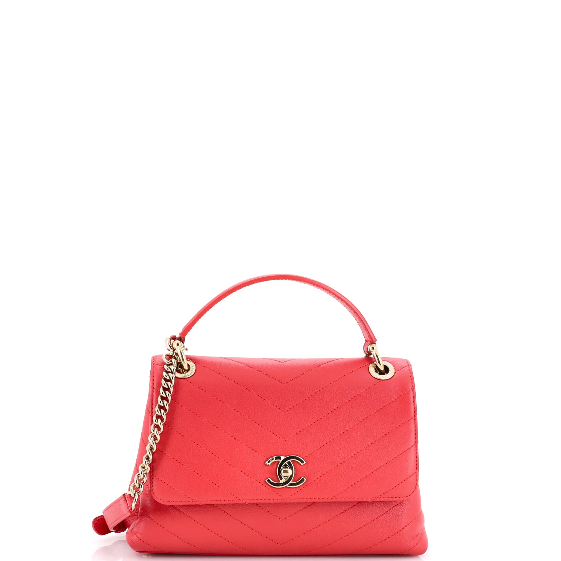 Chevron Chic Top Handle Bag Chevron Calfskin Small