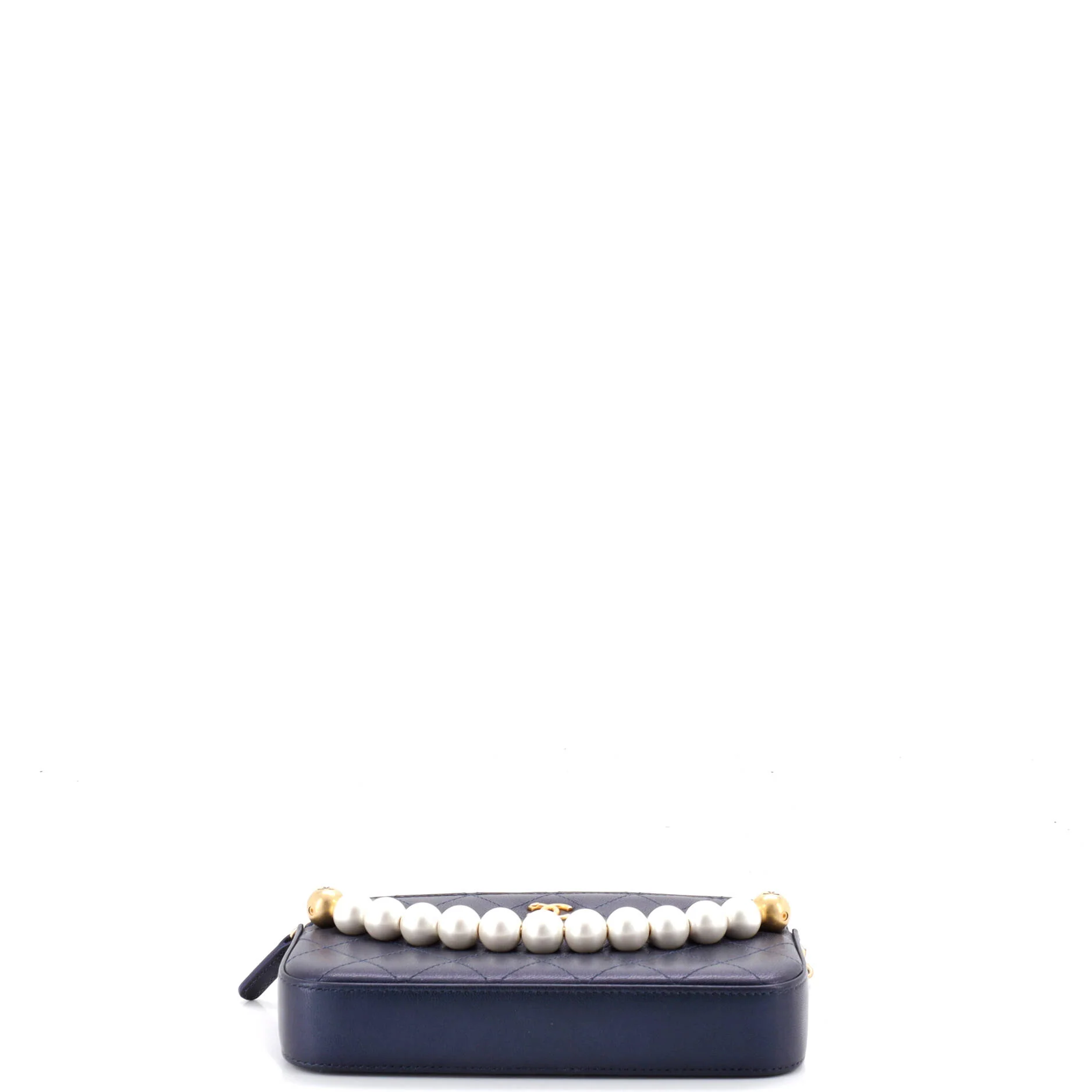 Chic Pearls Double Zip Clutch with Chain Quilted Lambskin - Image 5